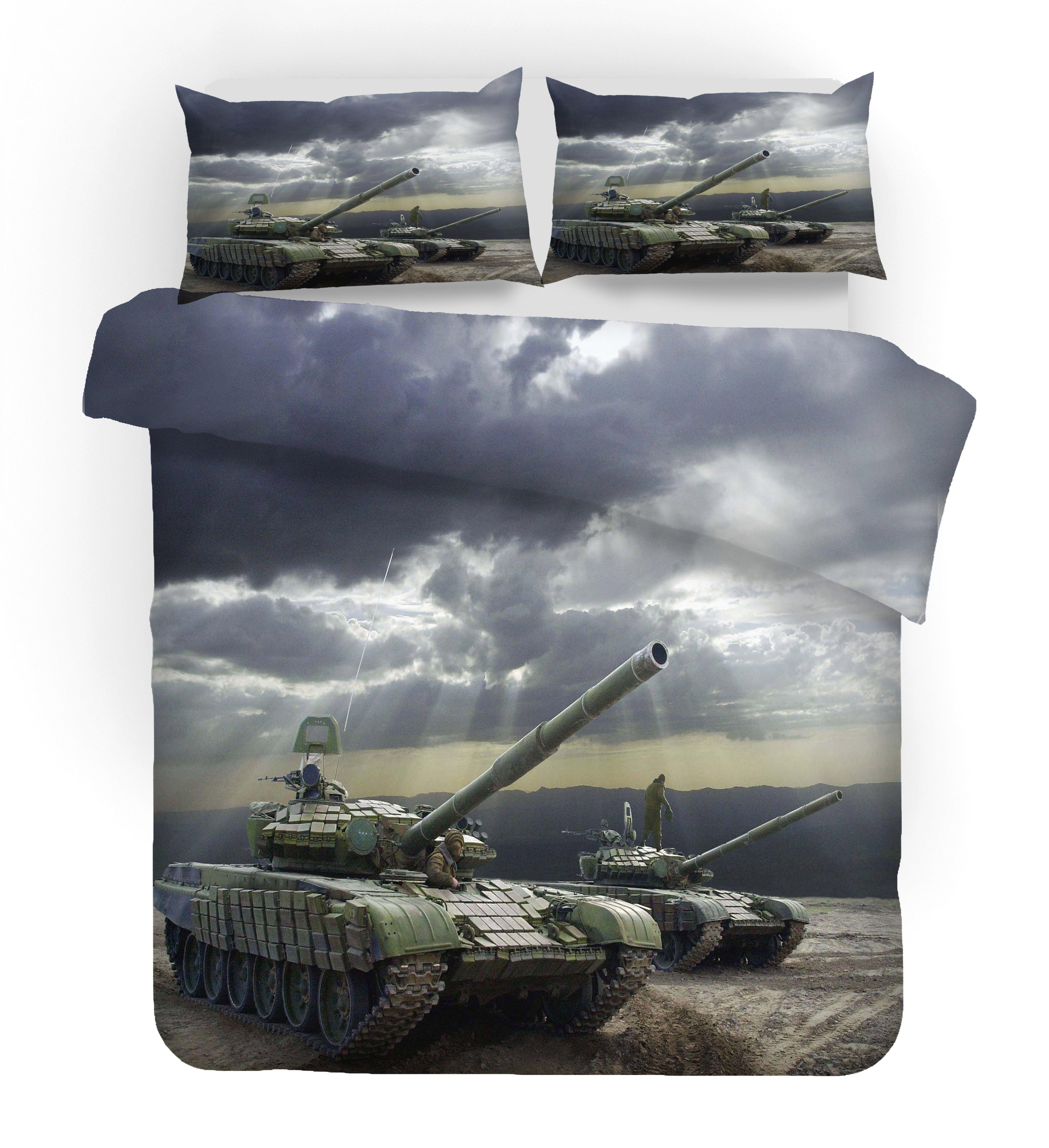 3D War Weapon Tank Quilt Cover Set Bedding Set Duvet Cover Pillowcases 18- Jess Art Decoration