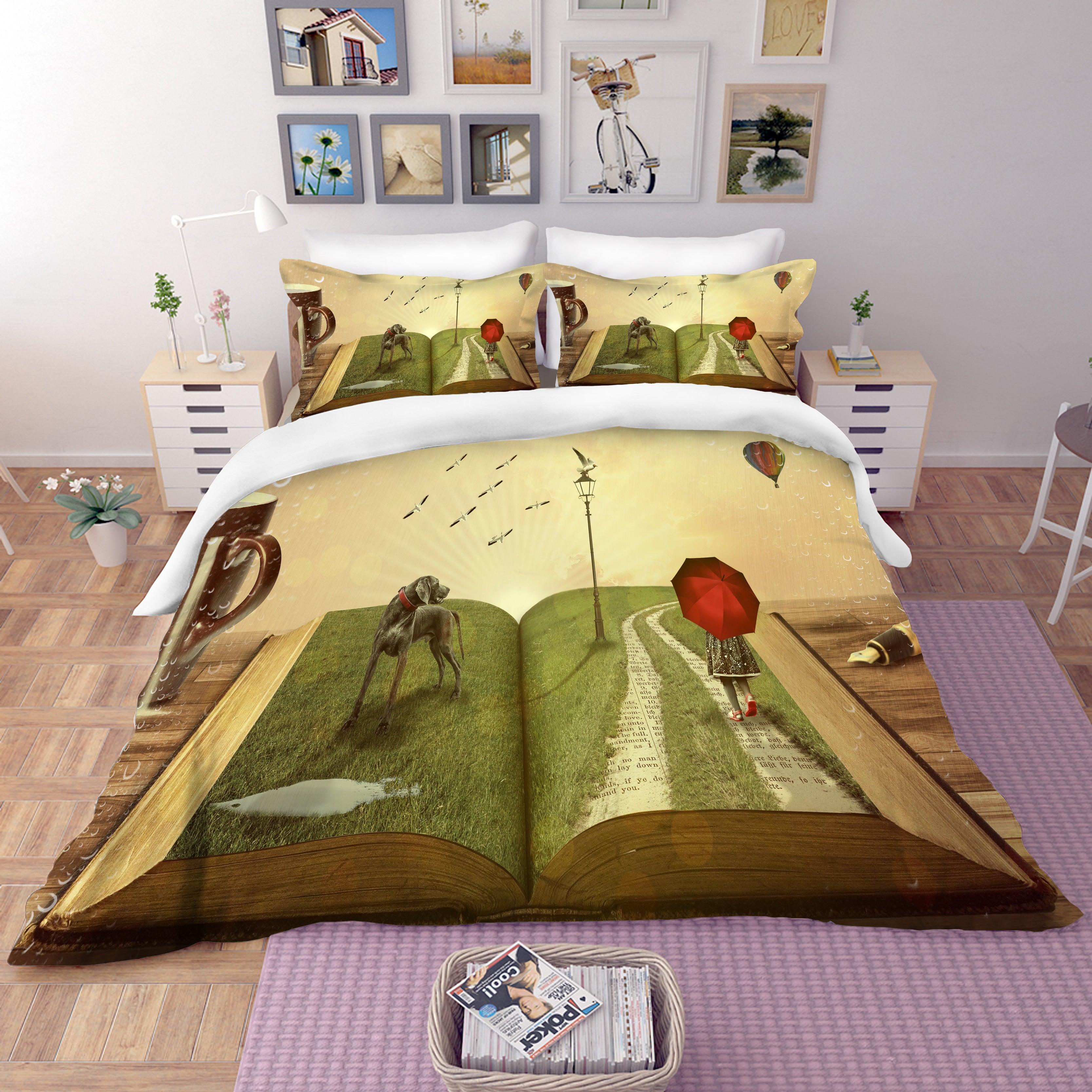 3D Abstract Book Road Quilt Cover Set Bedding Set Pillowcases 84- Jess Art Decoration
