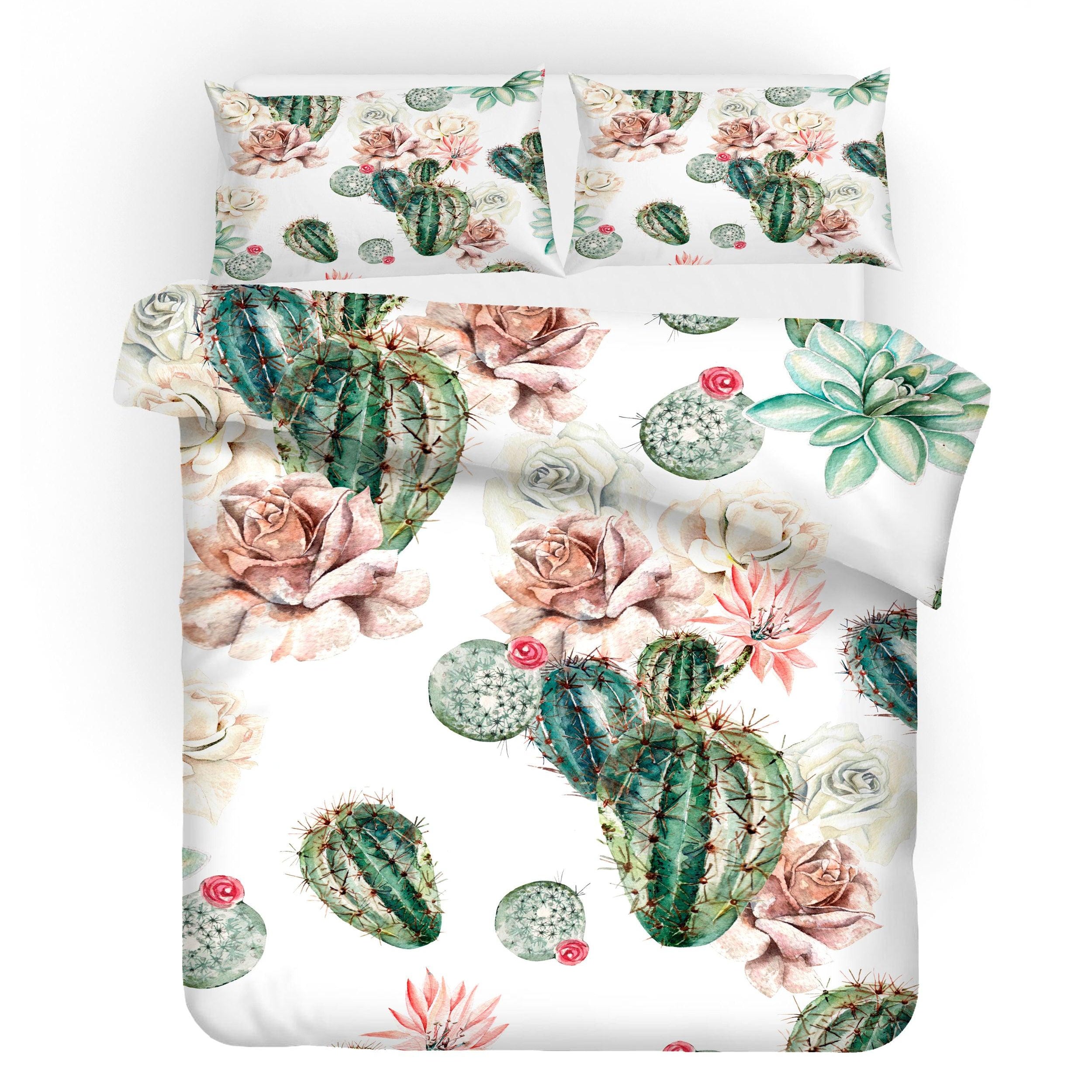 3D Green Cactus Succulents Quilt Cover Set Bedding Set Pillowcases 20- Jess Art Decoration