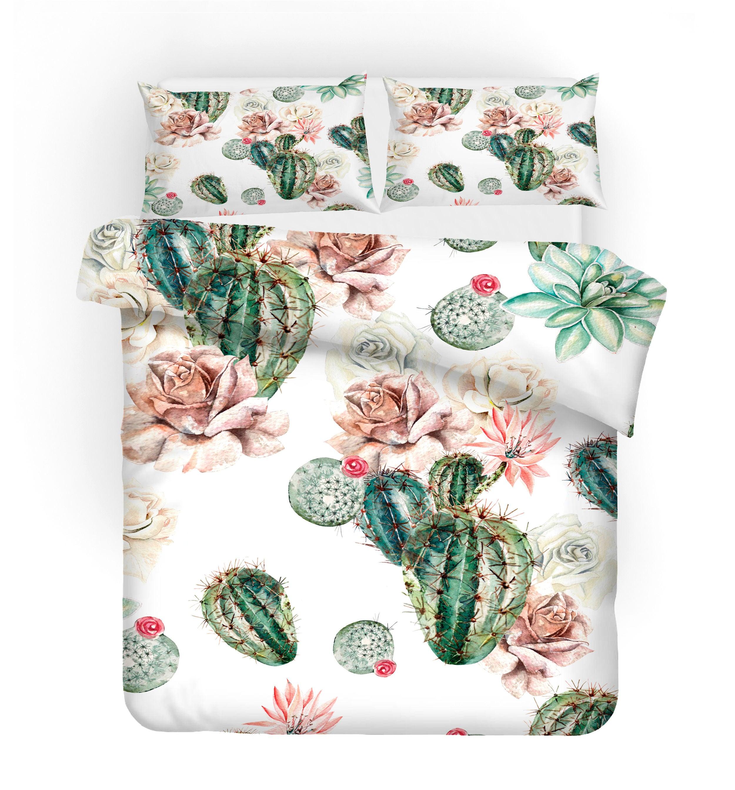 3D Green Cactus Succulents Quilt Cover Set Bedding Set Pillowcases 20- Jess Art Decoration