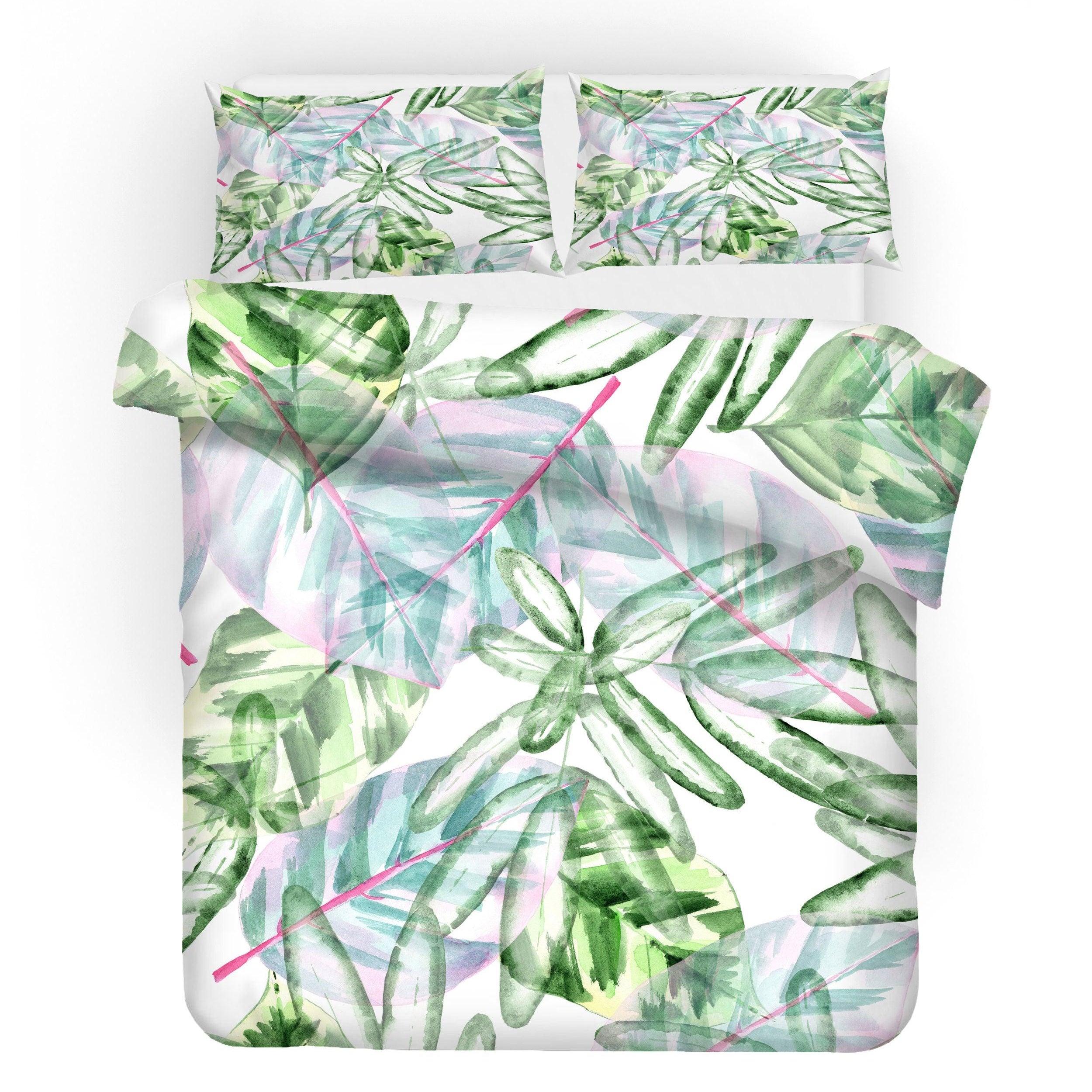 3D Watercolor Green Leaves Quilt Cover Set Bedding Set Pillowcases 126- Jess Art Decoration