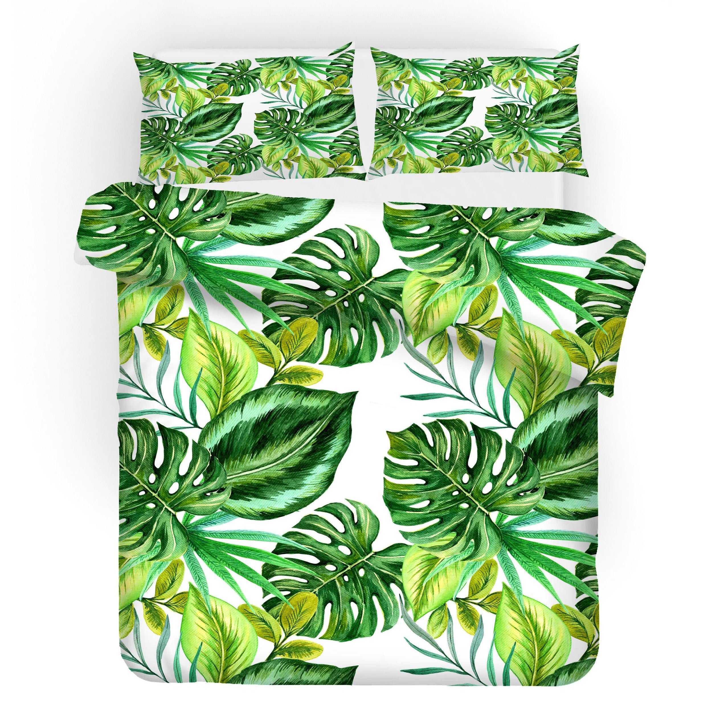 3D Green Palm Leaves Quilt Cover Set Bedding Set Pillowcases 130- Jess Art Decoration