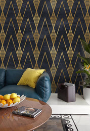3D Black Golden Lines Geometry Wall Mural Wallpaper 03- Jess Art Decoration