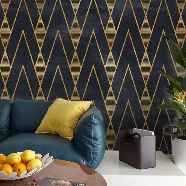3D Black Golden Lines Geometry Wall Mural Wallpaper 03- Jess Art Decoration