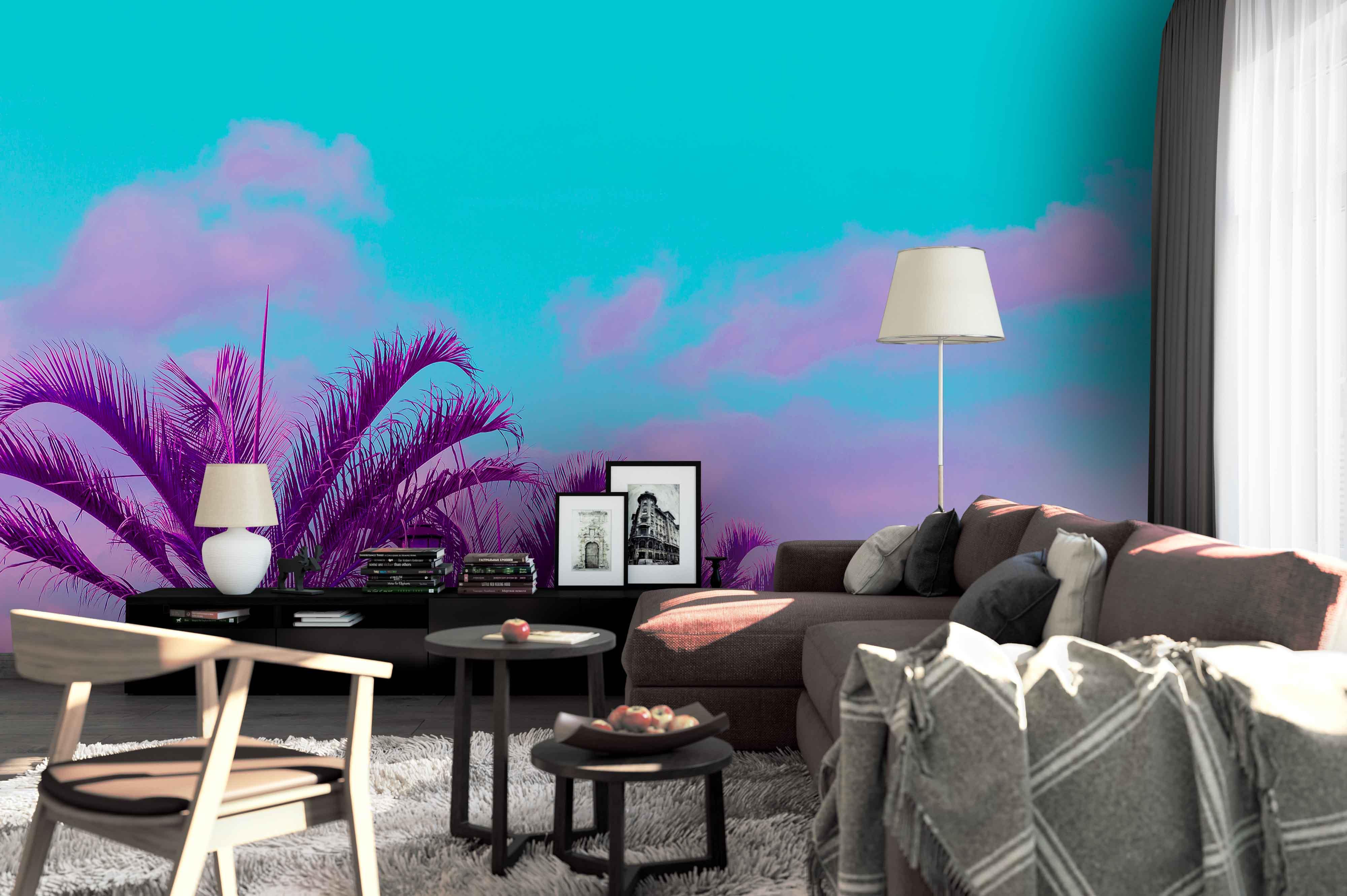 3D watercolor purple plants sky wall mural wallpaper 73- Jess Art Decoration