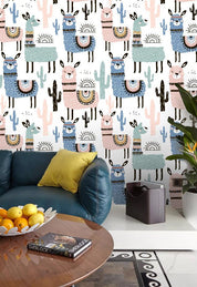 3D Color Cartoon Alpaca Wall Mural Wallpaper 11- Jess Art Decoration