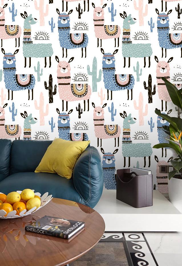 3D Color Cartoon Alpaca Wall Mural Wallpaper 11- Jess Art Decoration