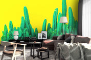 3D green cactus yellow background wall mural wallpaper 94- Jess Art Decoration