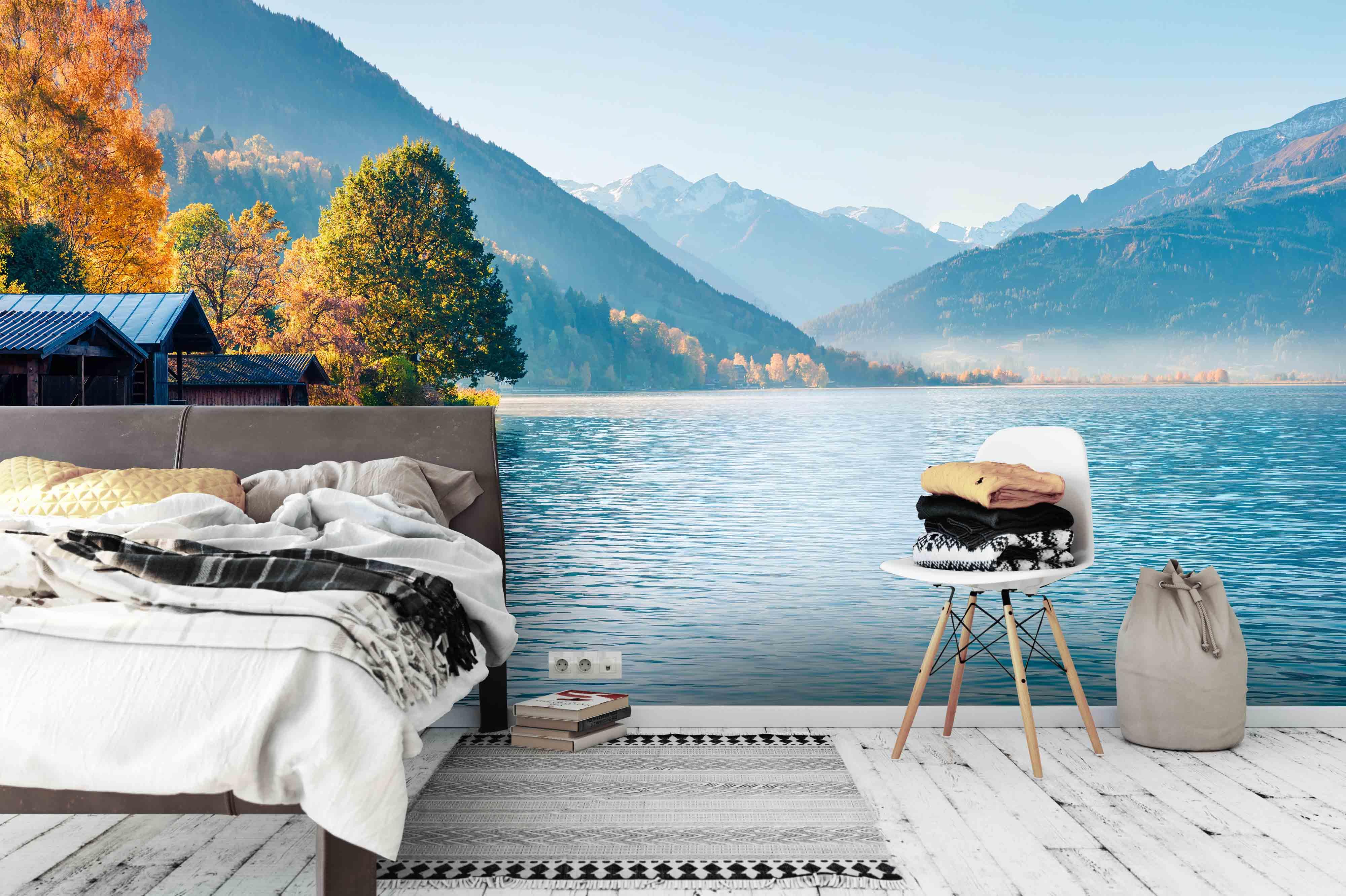 3D Blue Lakes Mountains Wall Mural Wallpaper 103- Jess Art Decoration