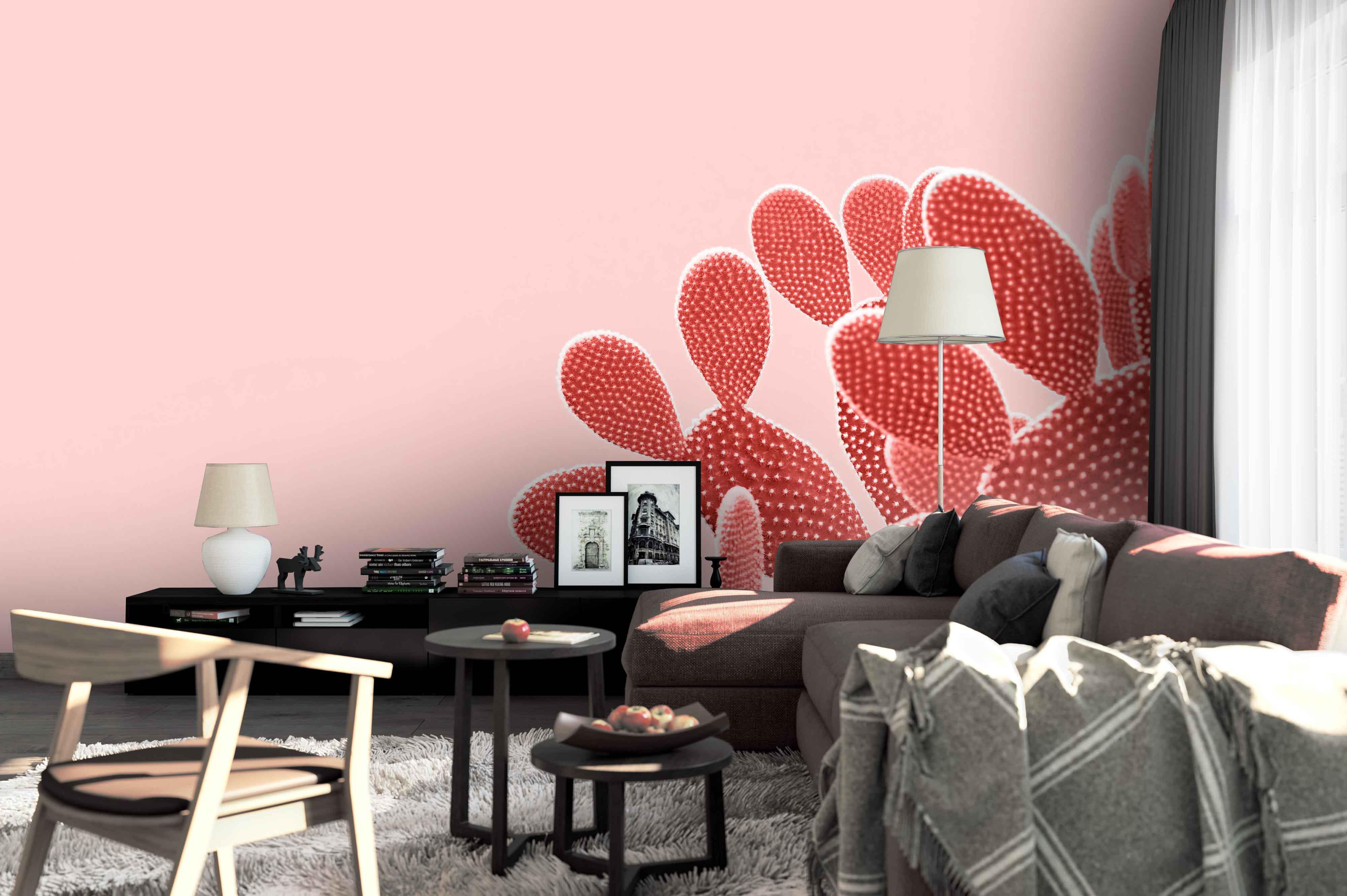 3D red cactus pink background wall mural wallpaper 70- Jess Art Decoration