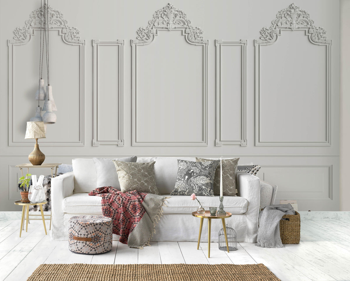 3D White Pattern Relief Effect Wall Mural Wallpaper 43 | Jessartdecoration