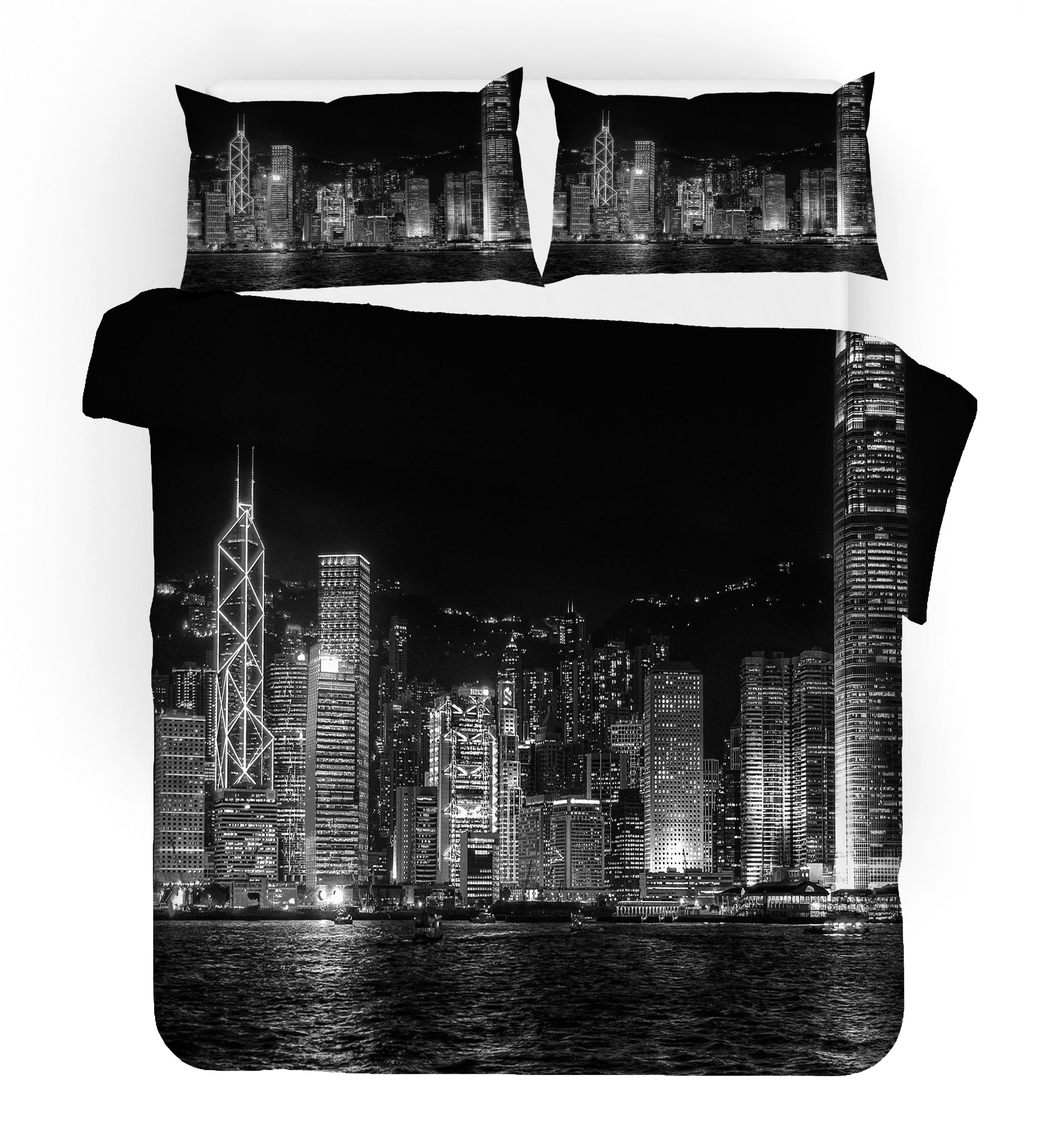 3D Coastal  City Night View Quilt Cover Set Bedding Set Pillowcases 257- Jess Art Decoration