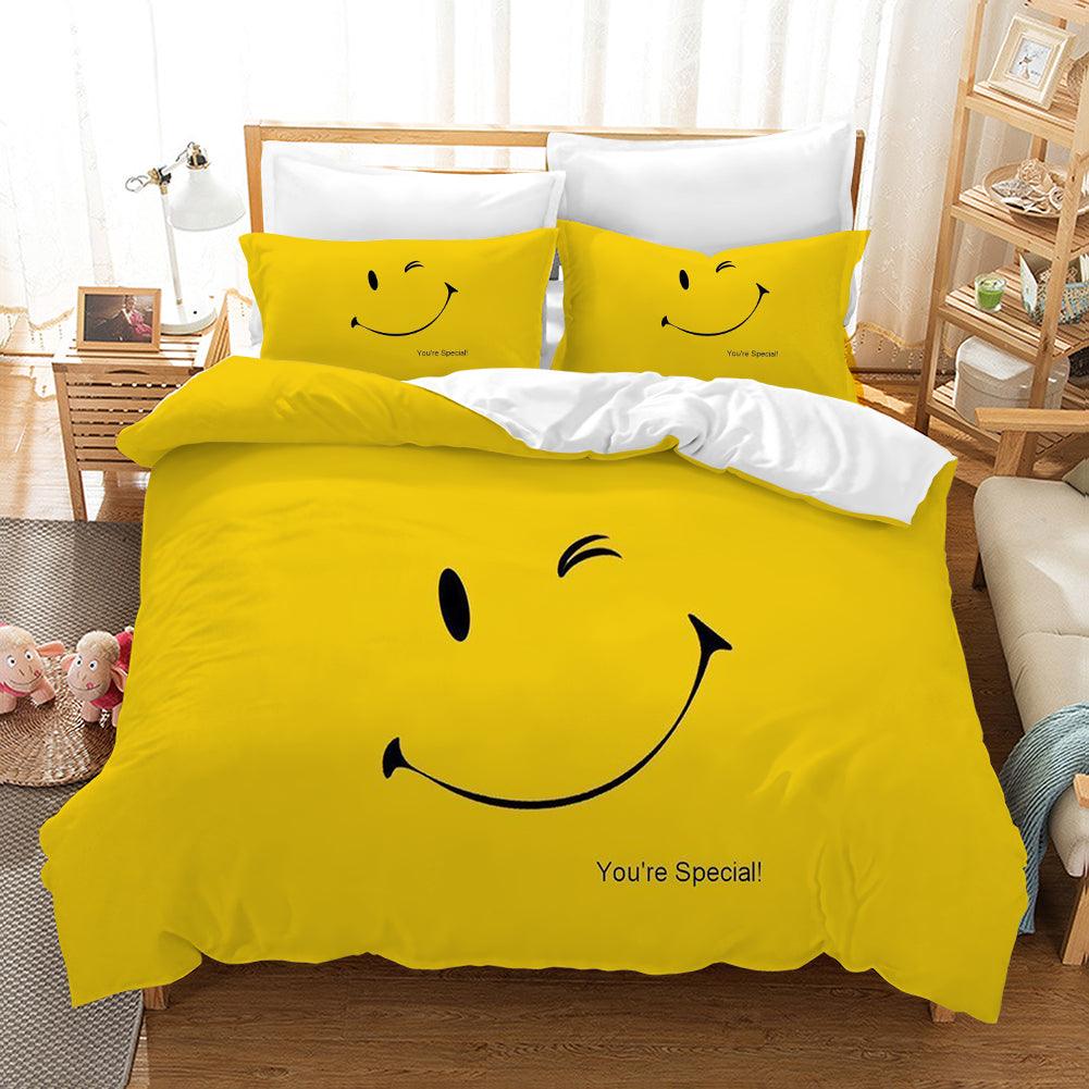 3D Yellow Smile Quilt Cover Set Bedding Set Pillowcases 27- Jess Art Decoration