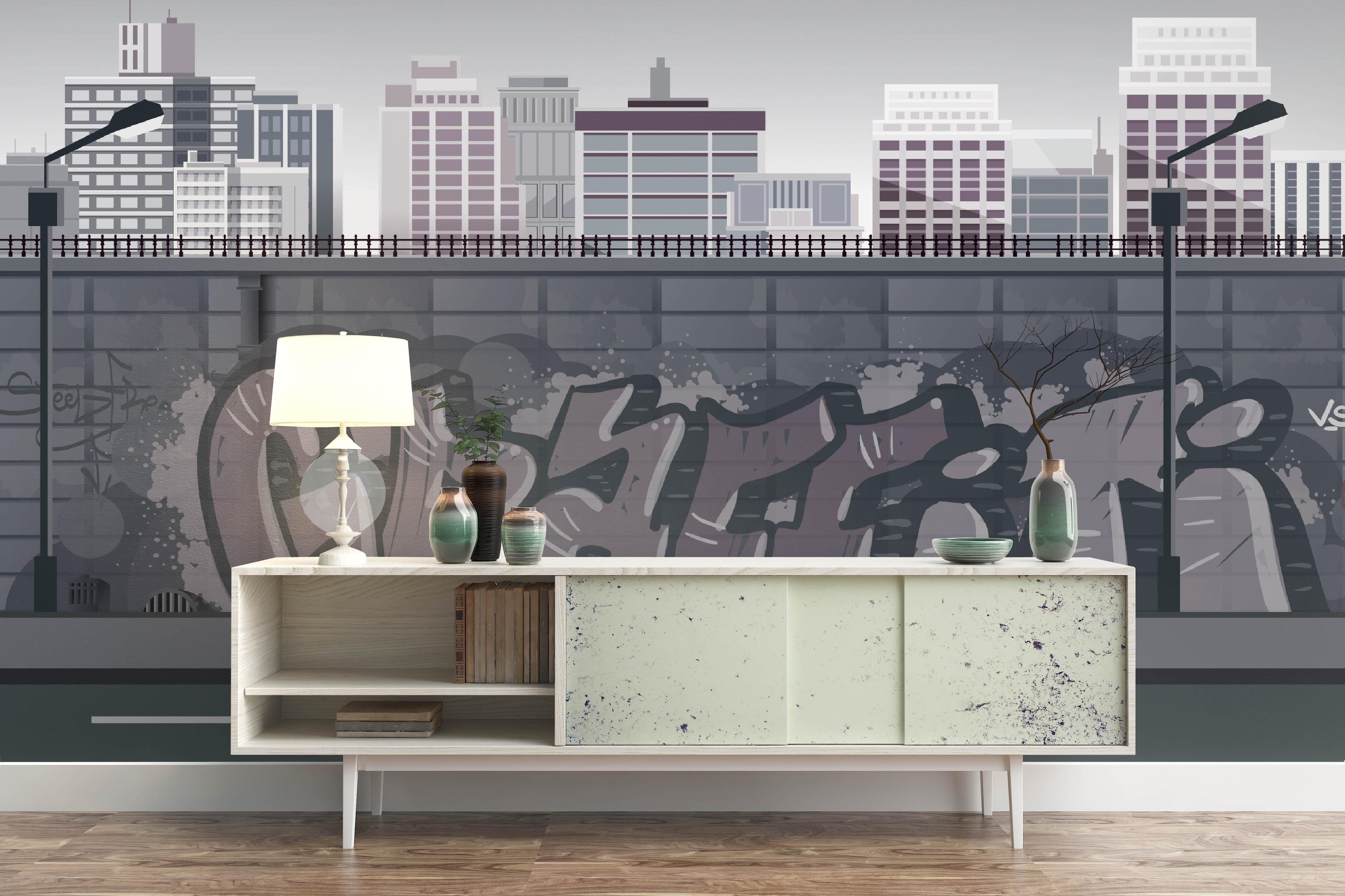 3D City Graffiti Wall Mural Wallpaper 24- Jess Art Decoration