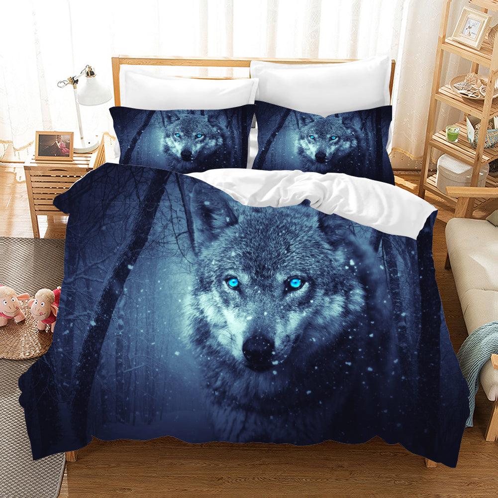 3D Blue Wolf Quilt Cover Set Bedding Set Pillowcases 97- Jess Art Decoration