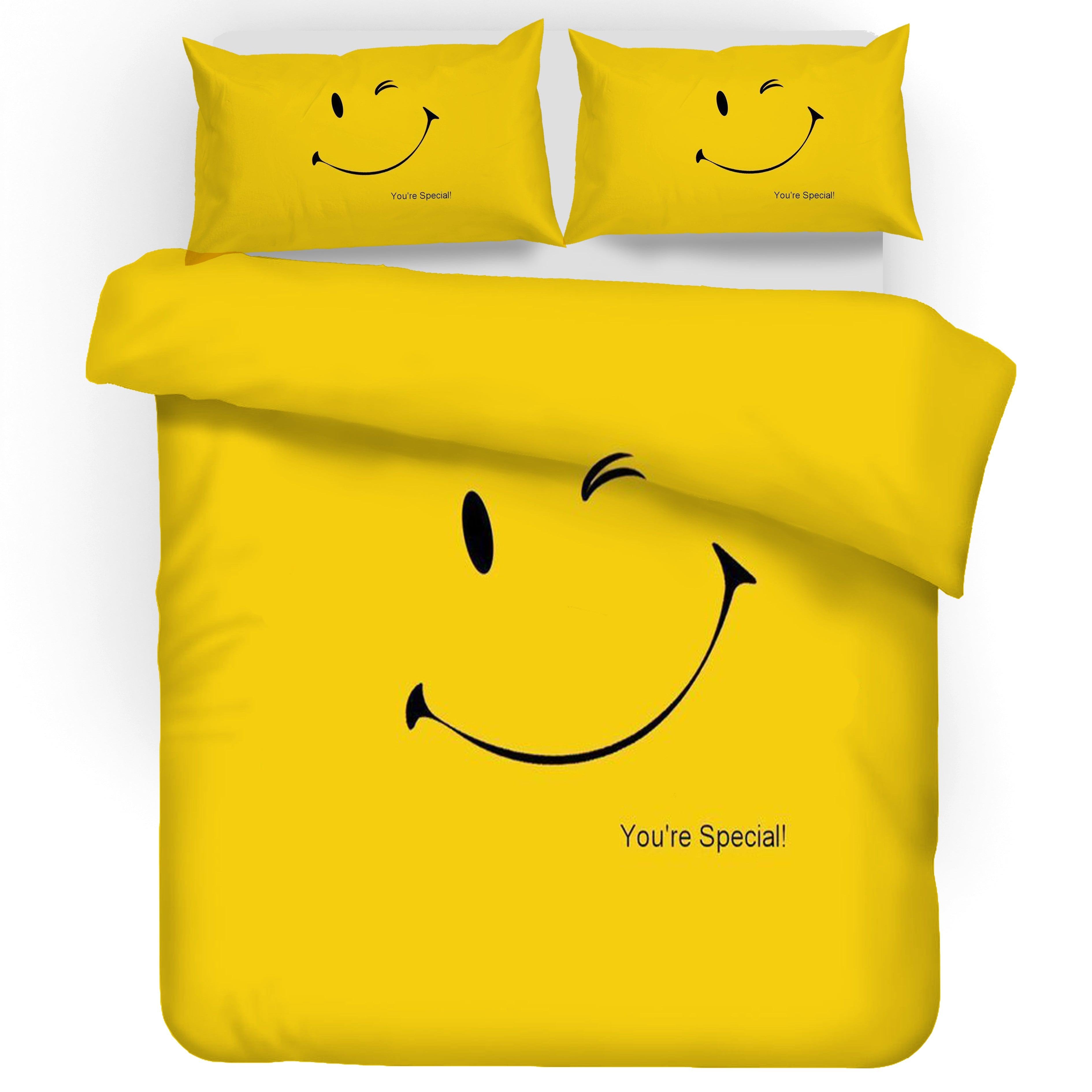 3D Yellow Smile Quilt Cover Set Bedding Set Pillowcases 27- Jess Art Decoration