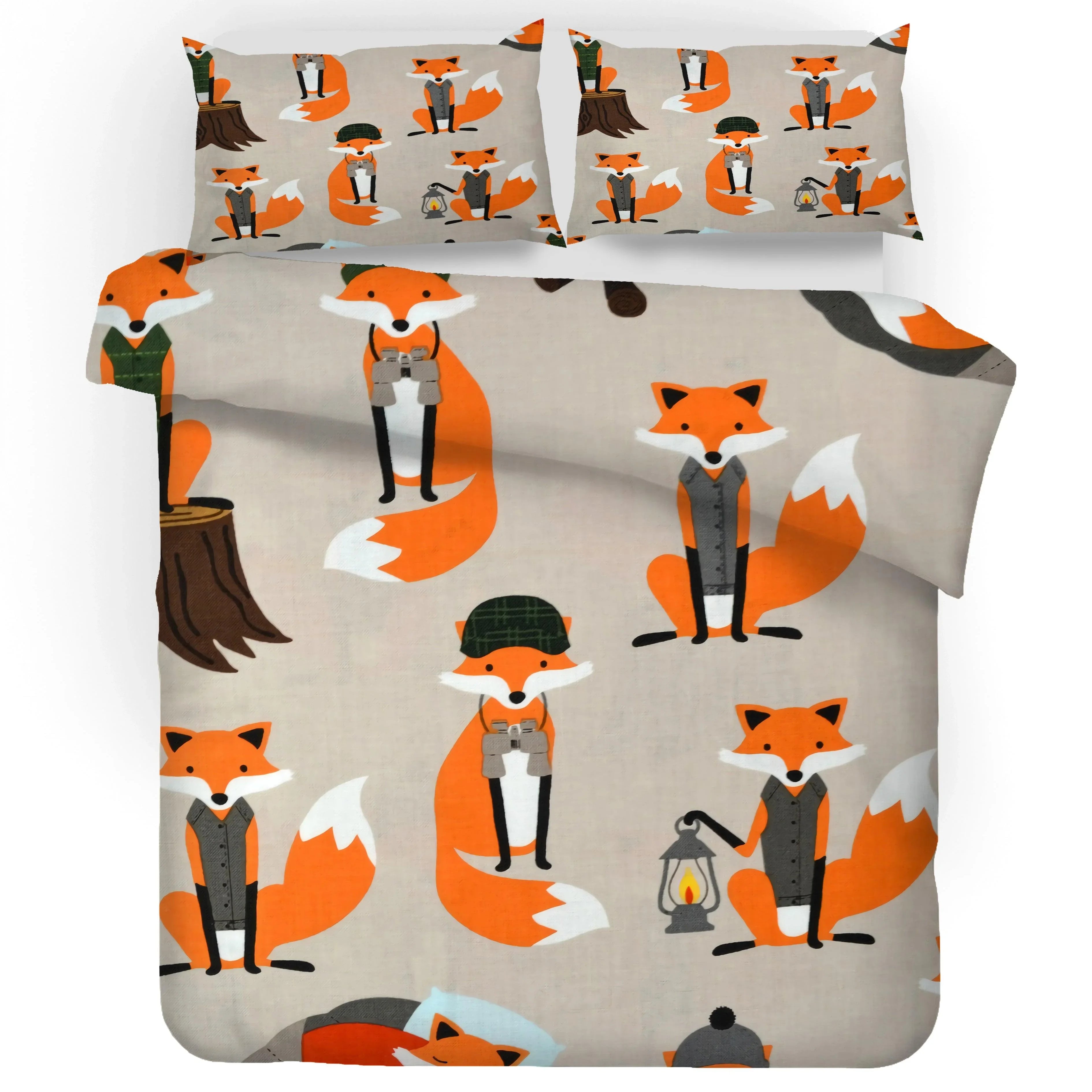 3D Orange Foxes Quilt Cover Set Bedding Set Pillowcases 95- Jess Art Decoration