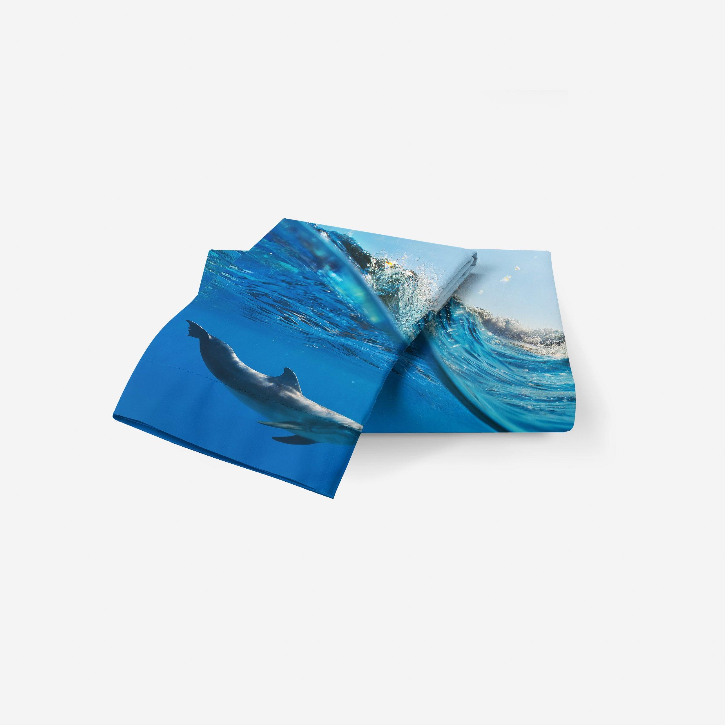 3D Blue Sky Sea Animal Dolphin Quilt Cover Set Bedding Set Duvet Cover Pillowcases 30- Jess Art Decoration