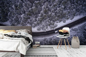 3D winter forest highway wall mural wallpaper 54- Jess Art Decoration