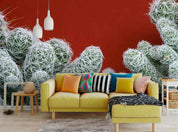 3D cactus ball red background wall mural wallpaper 47- Jess Art Decoration