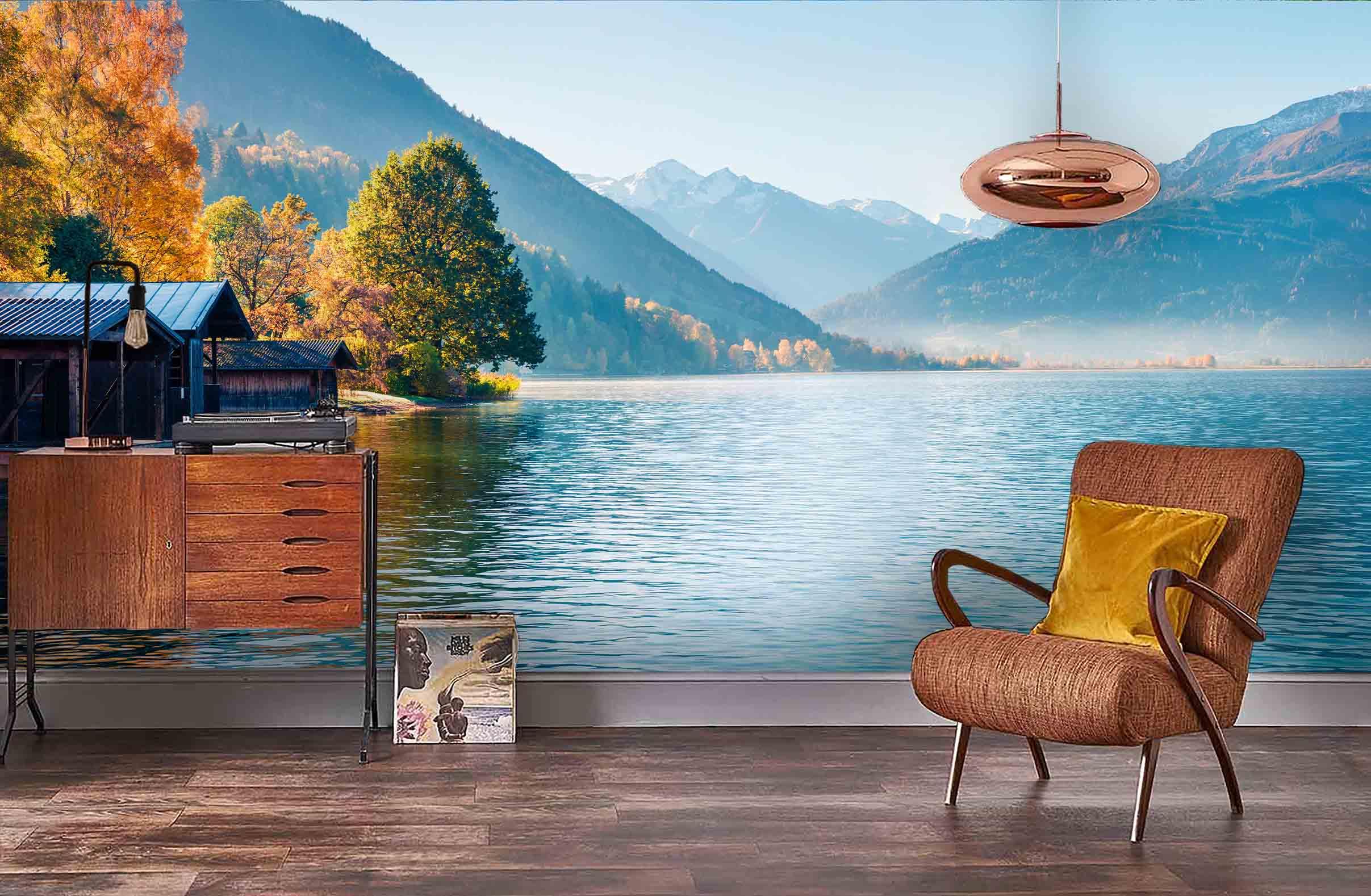 3D Blue Lakes Mountains Wall Mural Wallpaper 103- Jess Art Decoration