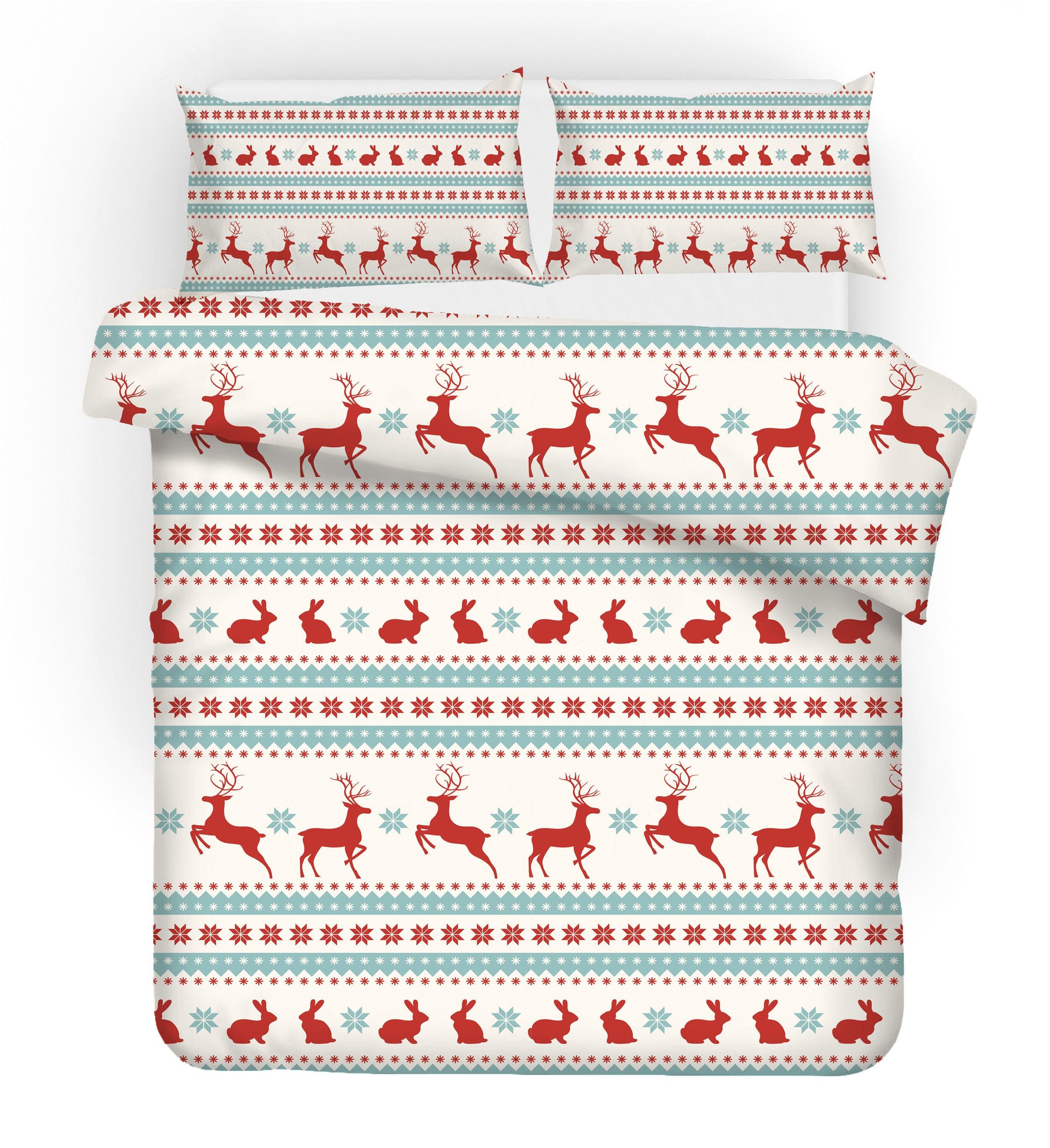 3D Merry Christmas Red Gift Deer Quilt Cover Set Bedding Set Duvet Cover Pillowcases JN 3063- Jess Art Decoration