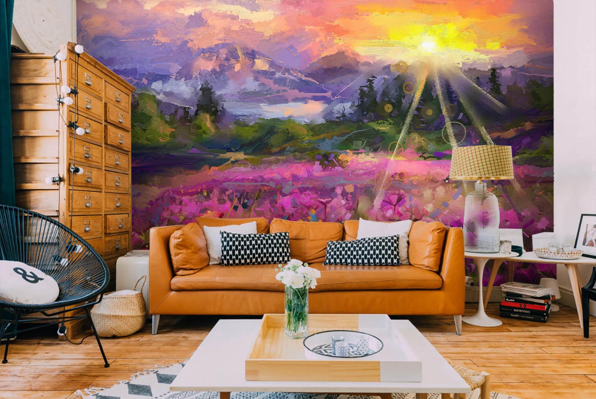 3D Sunrise Mountains Oil Painting Wall Mural Wallpaper 126- Jess Art Decoration