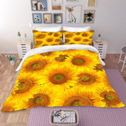 3D Yellow Sunflowers Quilt Cover Set Bedding Set Pillowcases 100- Jess Art Decoration