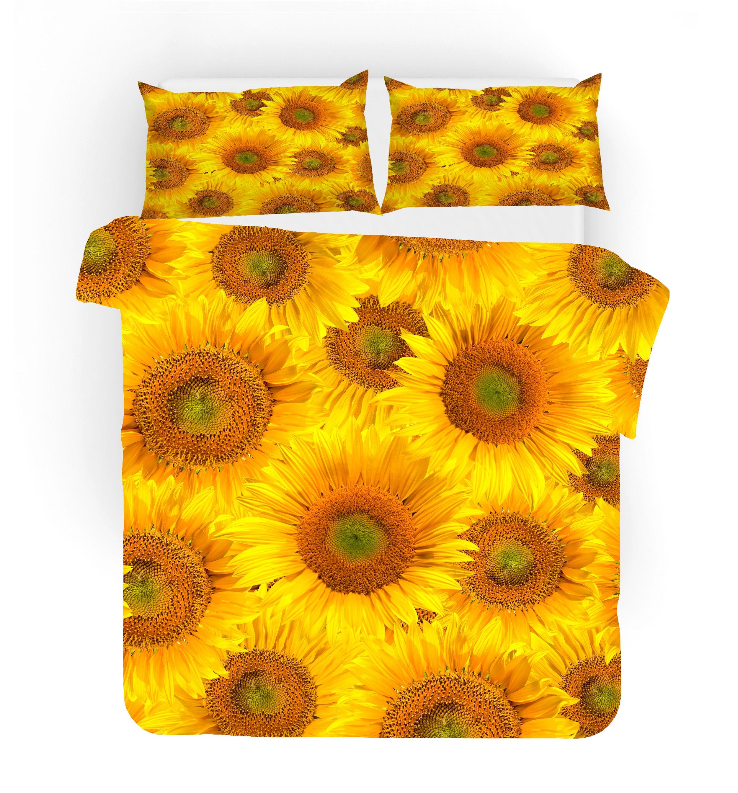 3D Yellow Sunflowers Quilt Cover Set Bedding Set Pillowcases 100- Jess Art Decoration