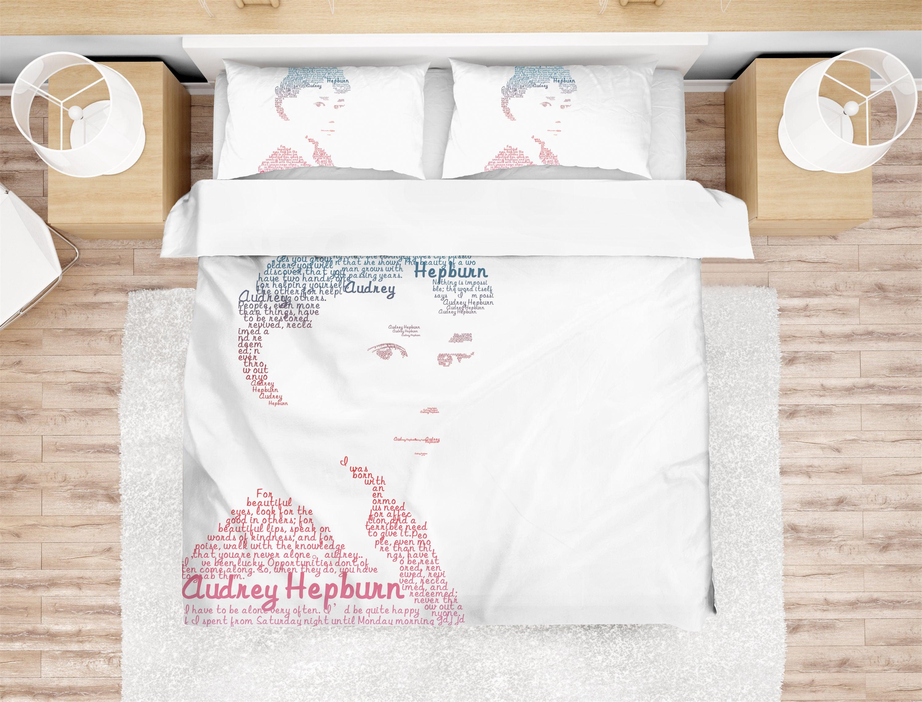 3D White Audrey Hepburn Quilt Cover Set Bedding Set Duvet Cover Pillowcases SF25- Jess Art Decoration