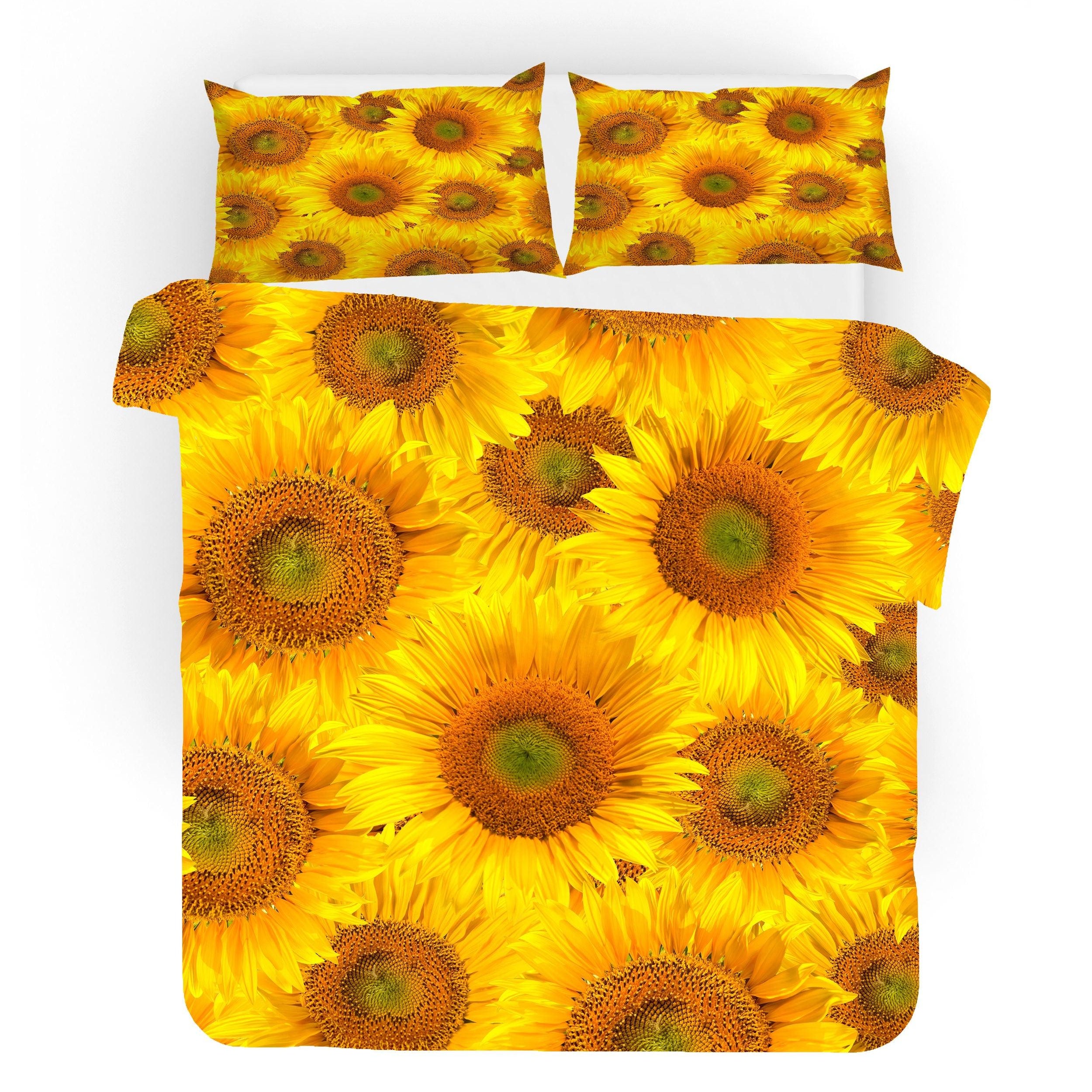 3D Yellow Sunflowers Quilt Cover Set Bedding Set Pillowcases 03- Jess Art Decoration