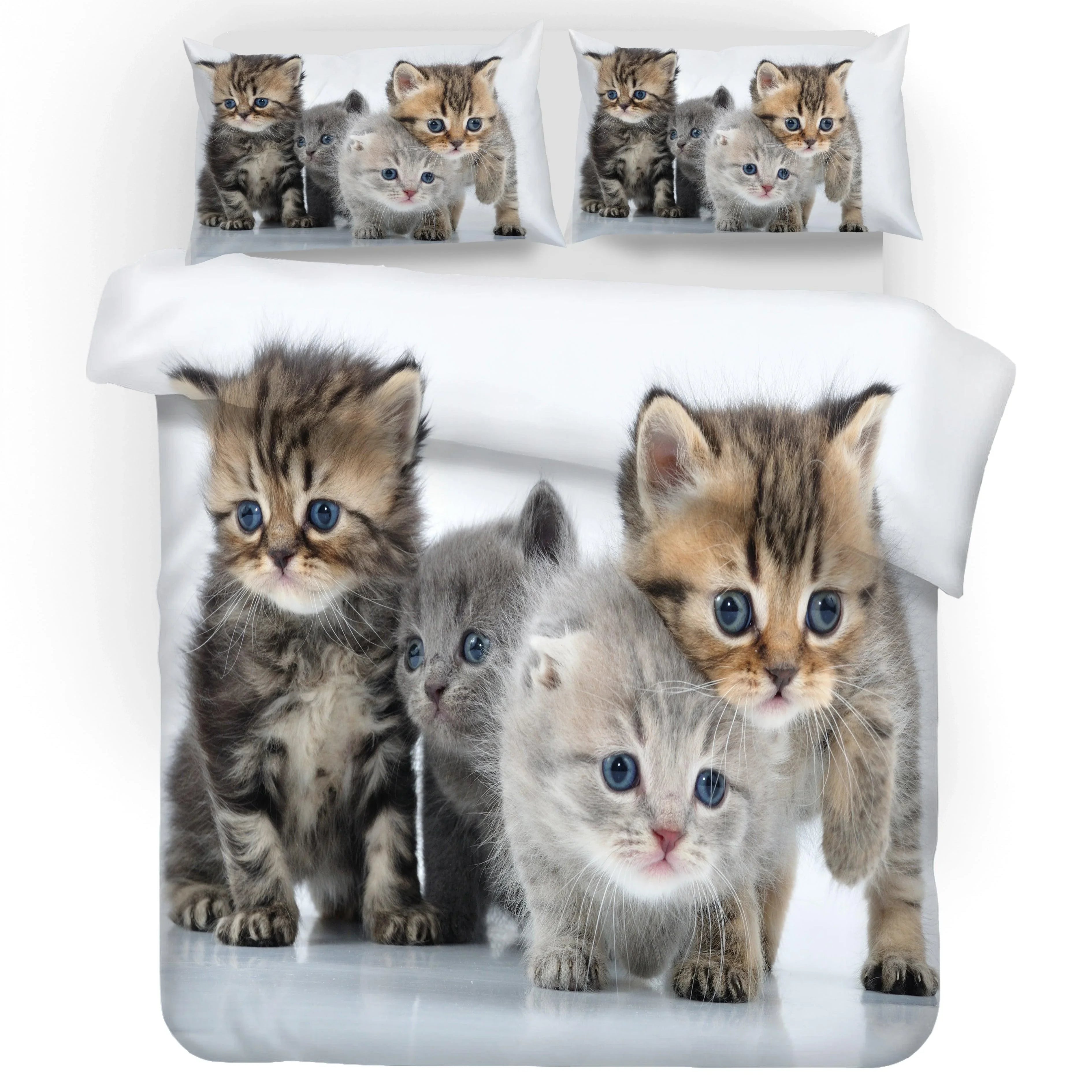 3D Cat Kitty Quilt Cover Set Bedding Set Pillowcases 26- Jess Art Decoration