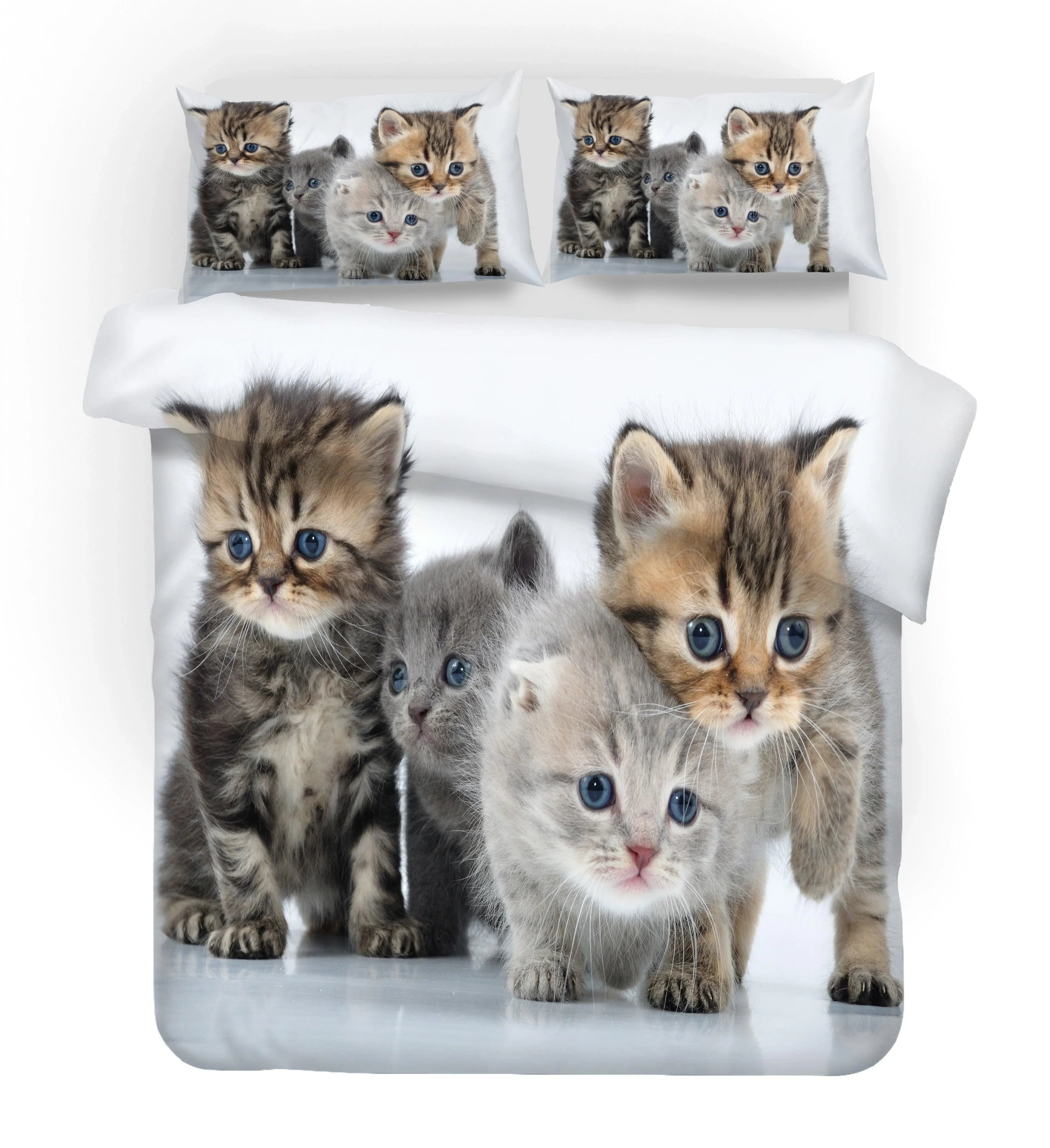 3D Cat Kitty Quilt Cover Set Bedding Set Pillowcases 26- Jess Art Decoration