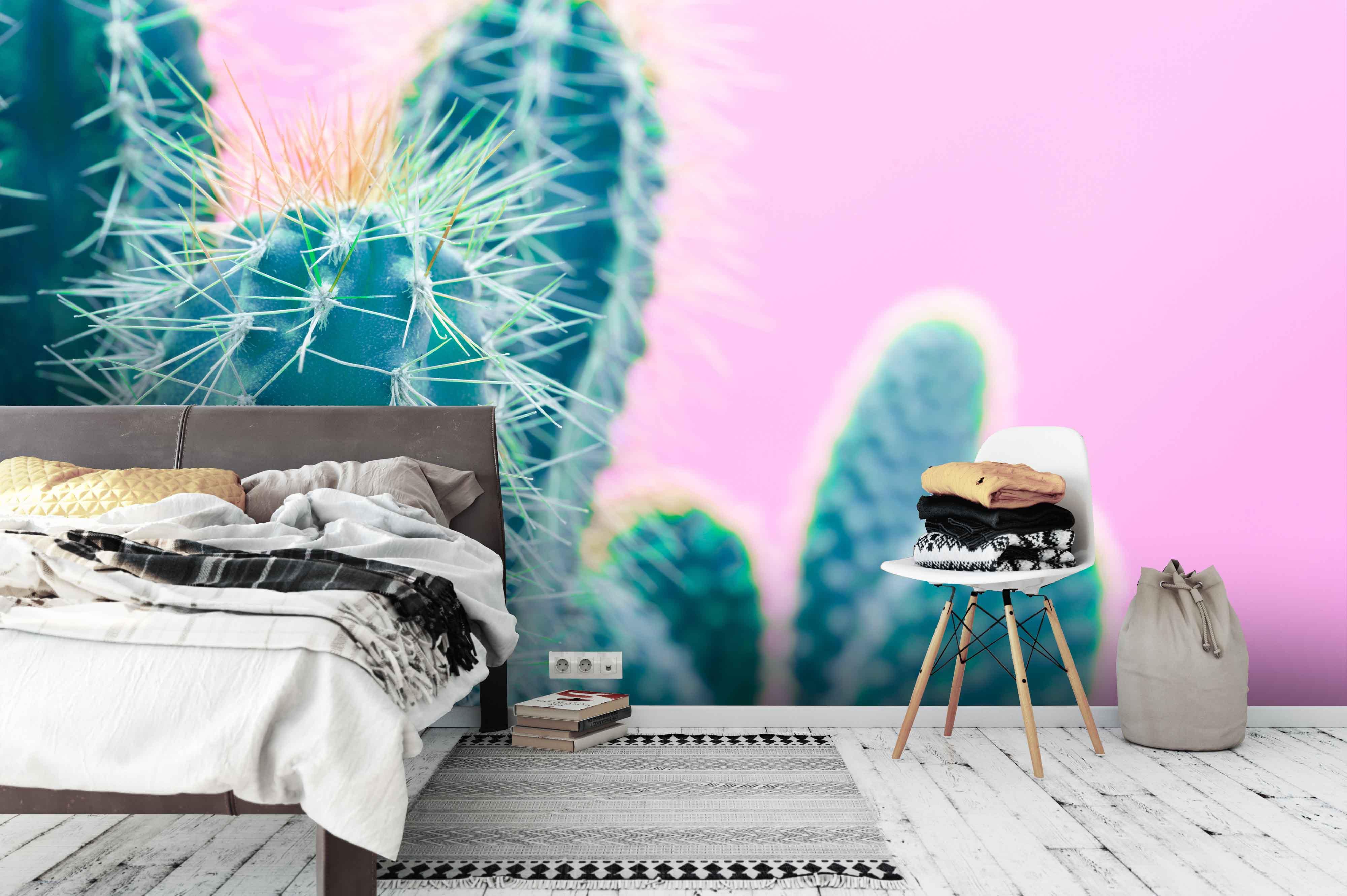 3D cactus pink background wall mural wallpaper 57- Jess Art Decoration