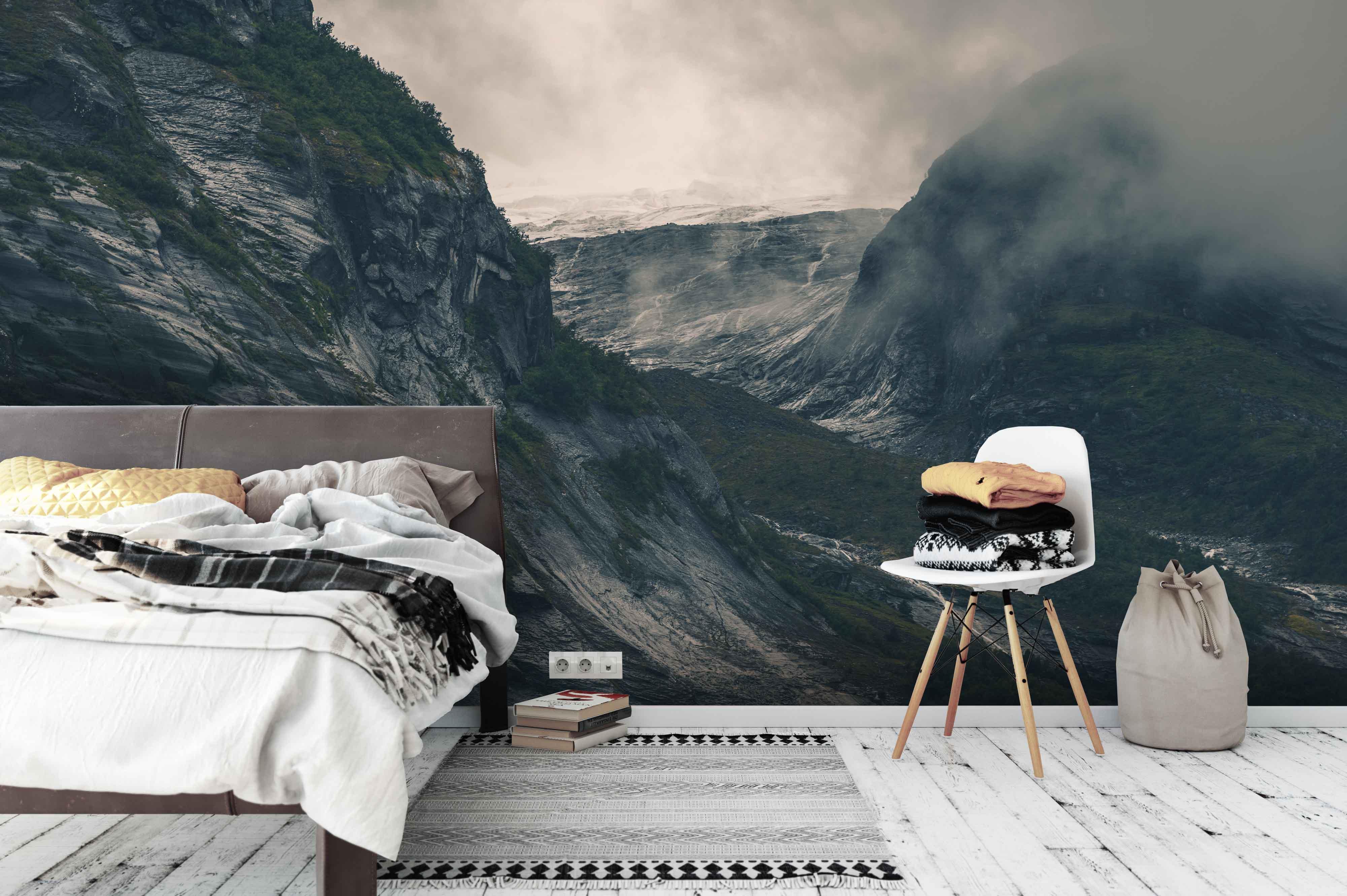 3D black mountain fog wall mural wallpaper 27- Jess Art Decoration