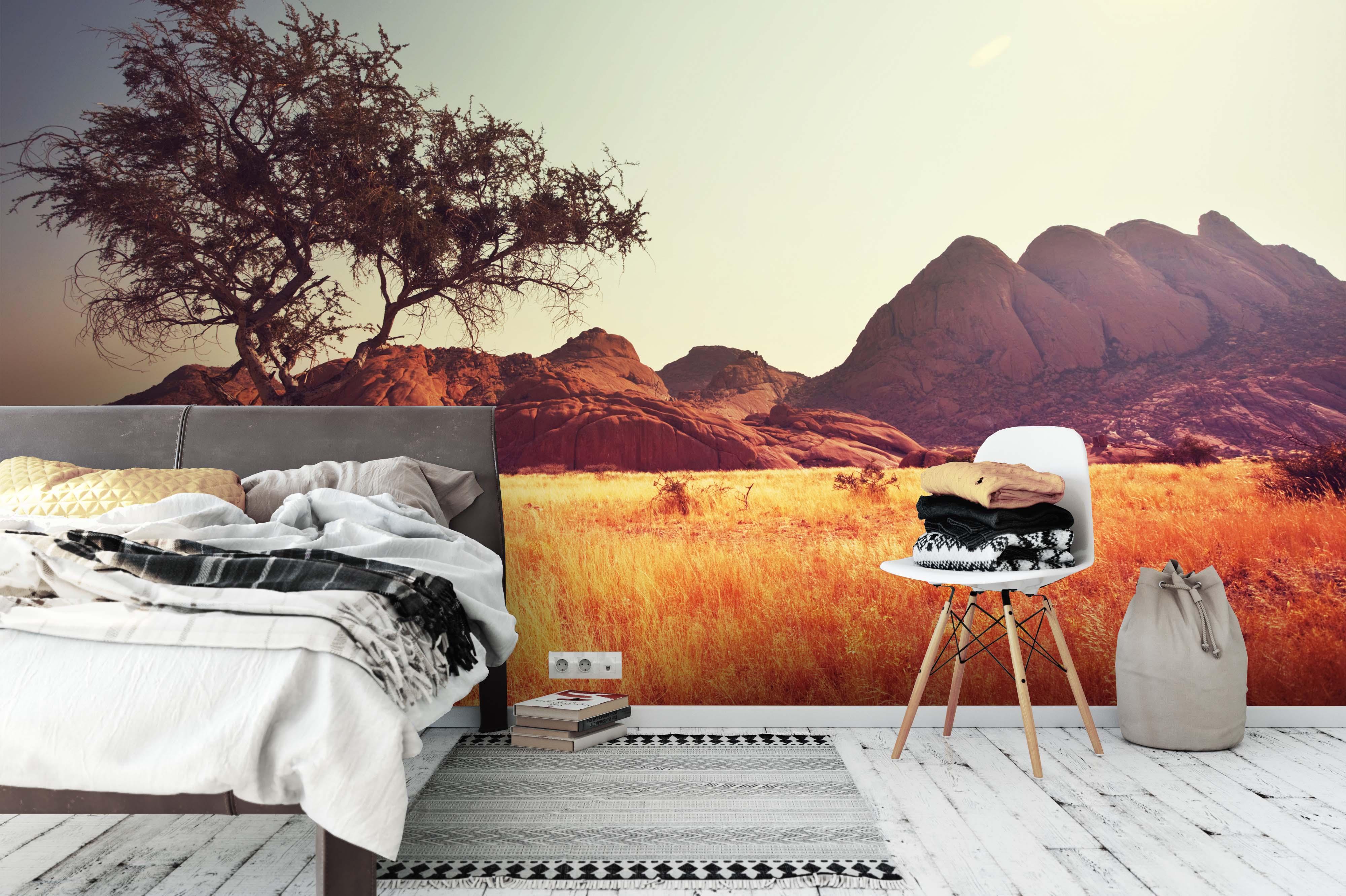 3D autumn grassland tree wall mural wallpaper 85- Jess Art Decoration