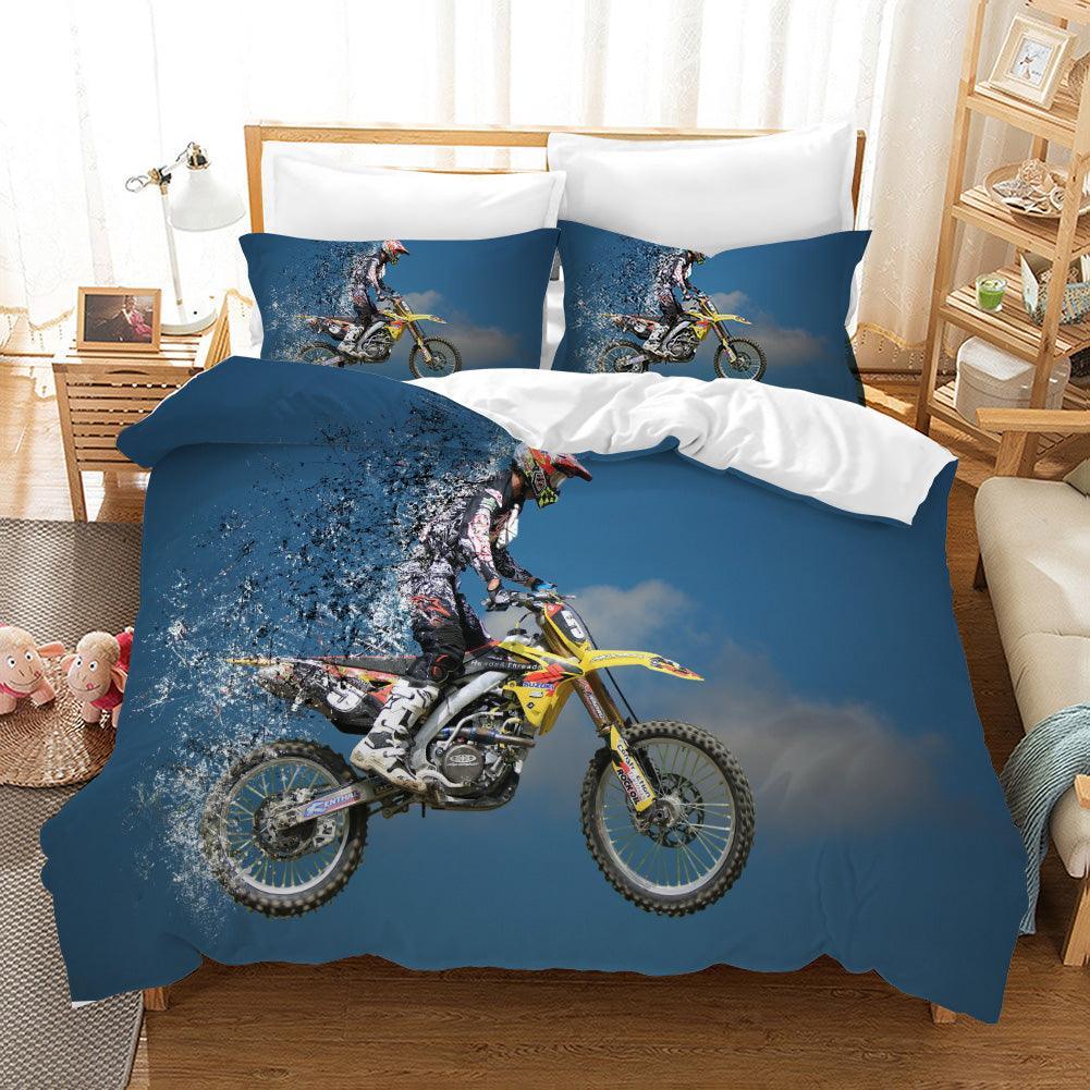 3D Motocross Blue Sky Quilt Cover Set Bedding Set Pillowcases 175- Jess Art Decoration