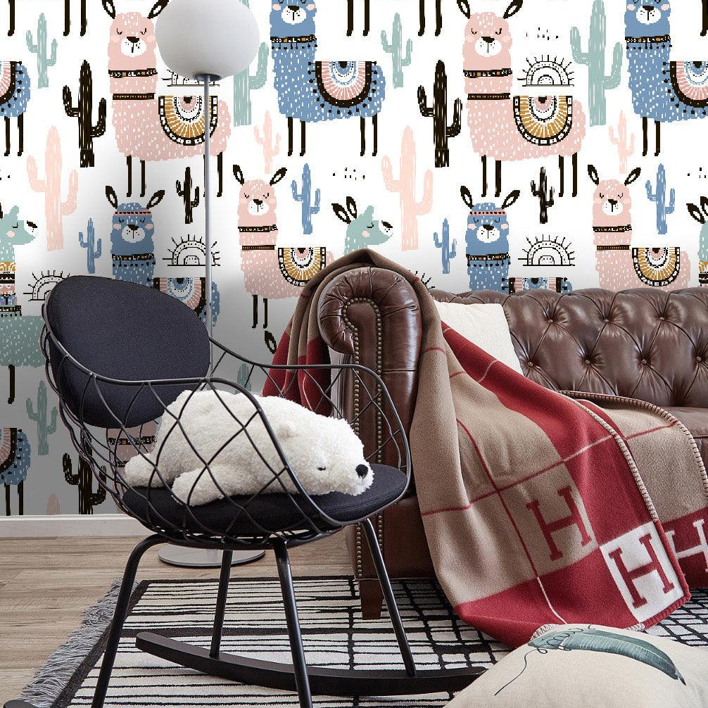 3D Color Cartoon Alpaca Wall Mural Wallpaper 11- Jess Art Decoration
