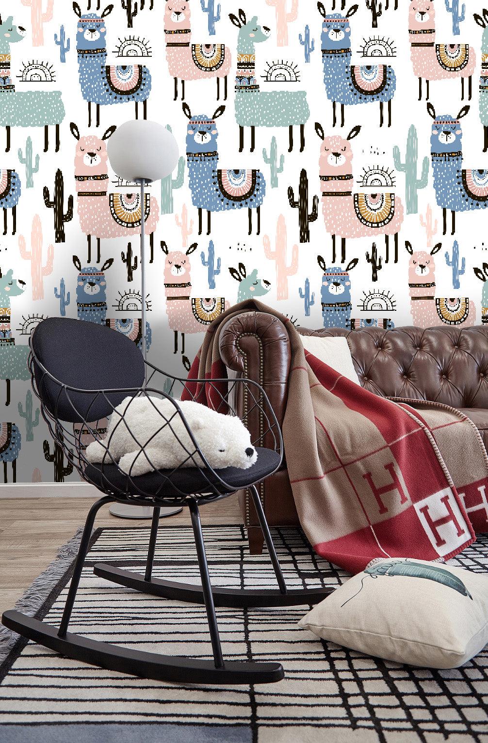 3D Color Cartoon Alpaca Wall Mural Wallpaper 11- Jess Art Decoration