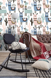 3D Color Cartoon Alpaca Wall Mural Wallpaper 11- Jess Art Decoration