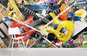3D Colorful Graffiti Guitar Wall Mural Wallpaper 35- Jess Art Decoration