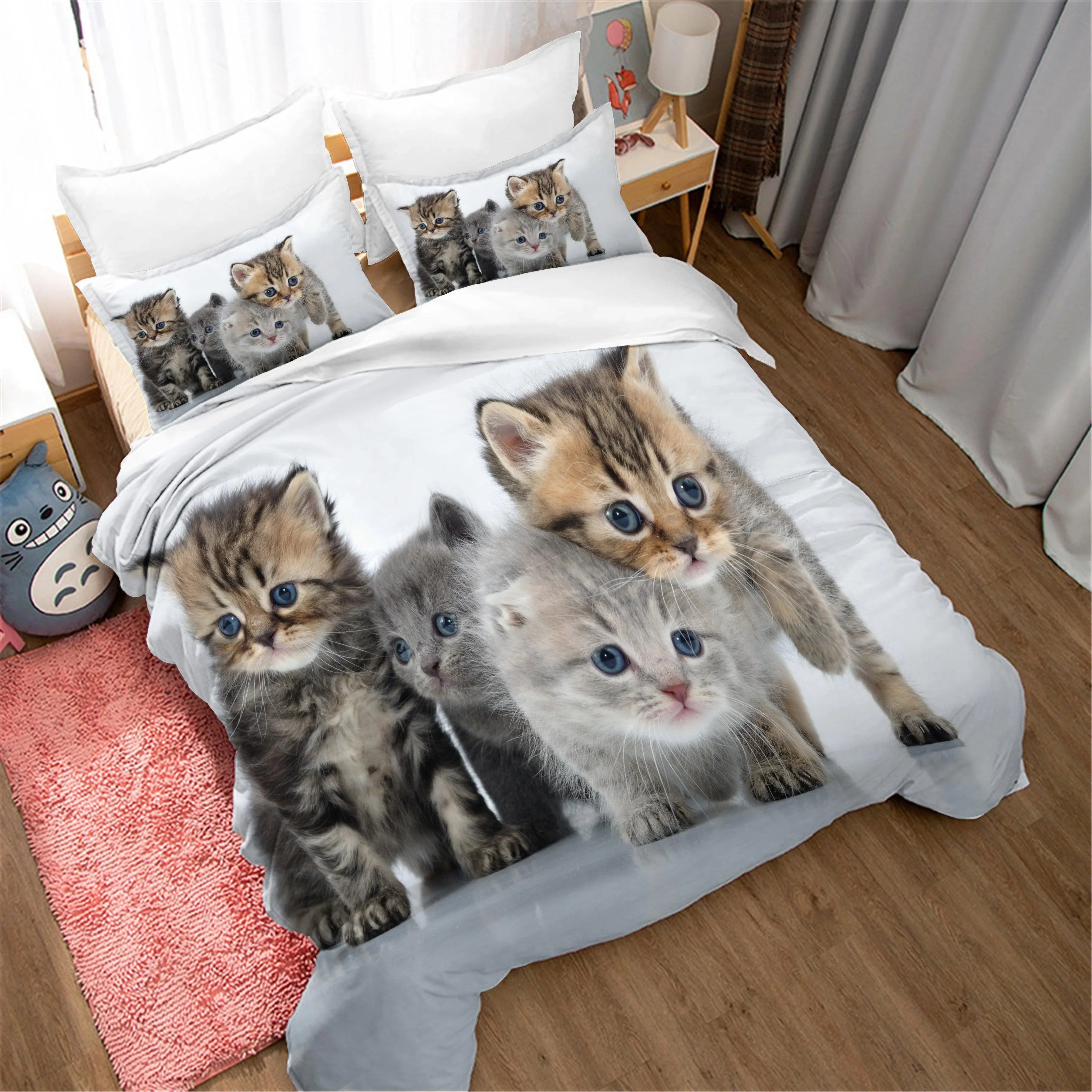 3D Cat Kitty Quilt Cover Set Bedding Set Pillowcases 26- Jess Art Decoration