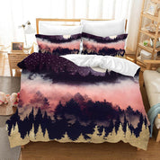 3D Red Black Golden Forest Moon Star Quilt Cover Set Bedding Set Pillowcases 104- Jess Art Decoration