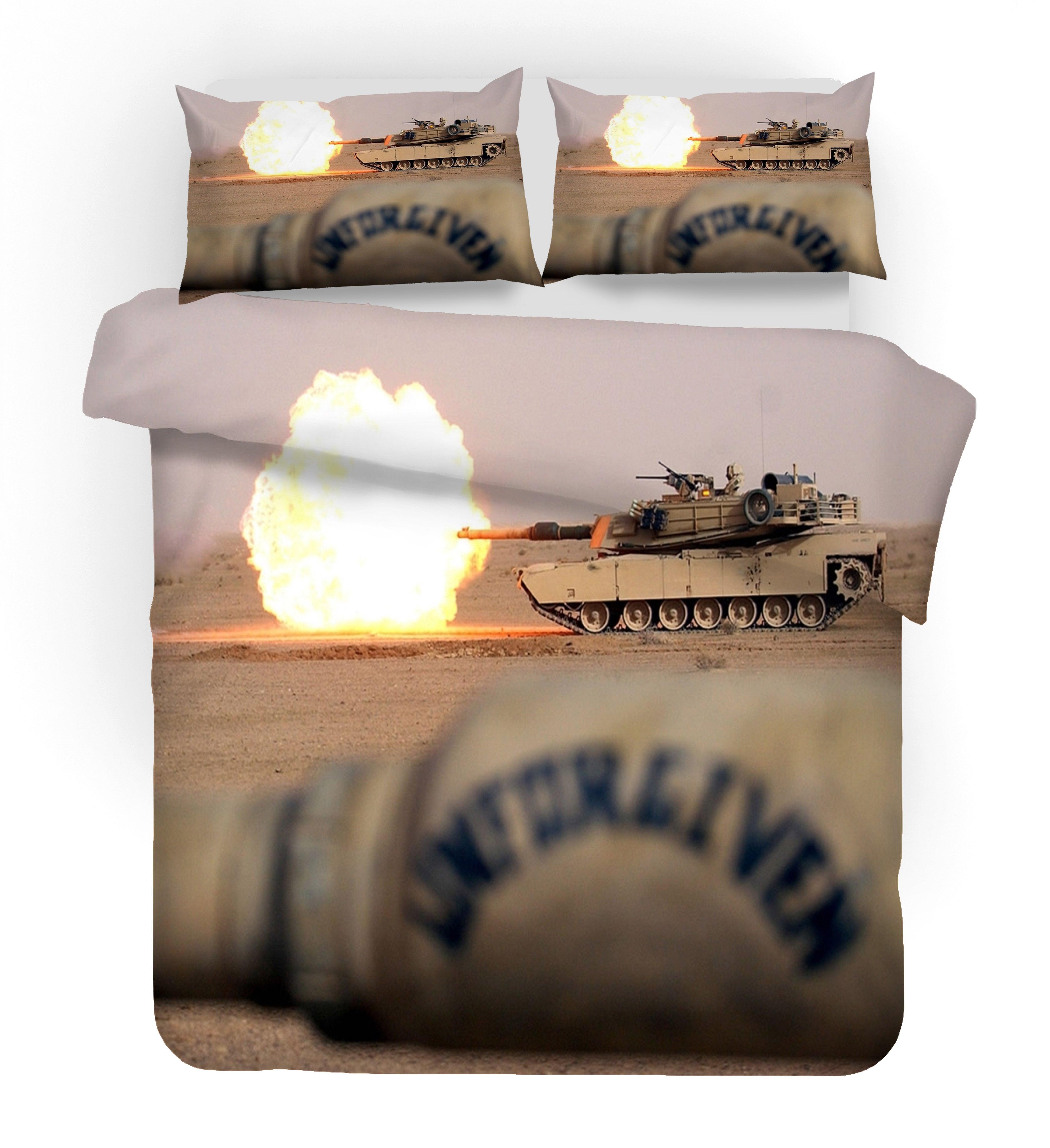 3D War Weapon Tank Quilt Cover Set Bedding Set Duvet Cover Pillowcases 20- Jess Art Decoration