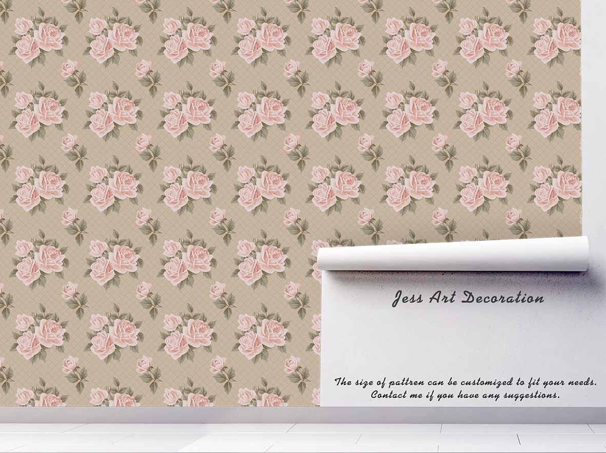 3D Grid Rose Flowers Wall Mural Wallpaper SF39- Jess Art Decoration