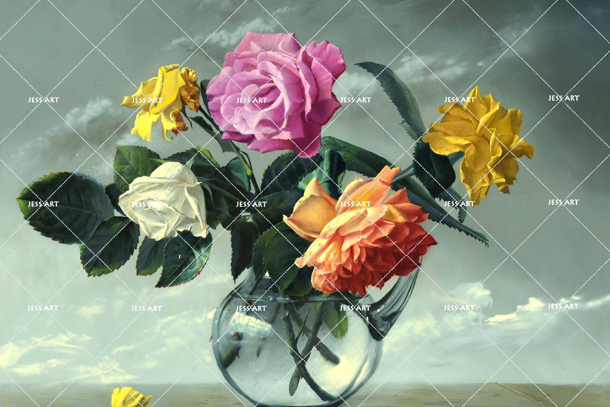 3D Color Floral Oil Painting Wall Mural Wallpaper 24- Jess Art Decoration