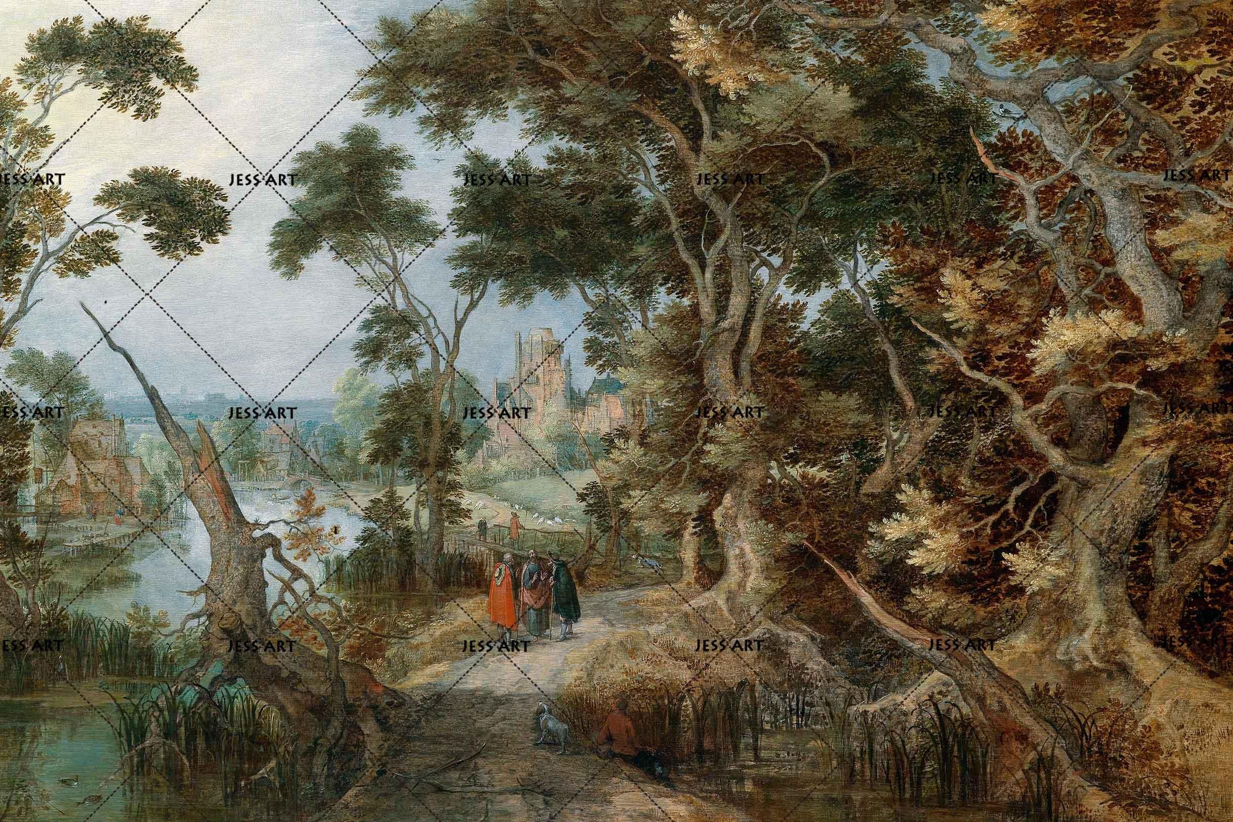 3D building forest painting wall mural wallpaper 69- Jess Art Decoration