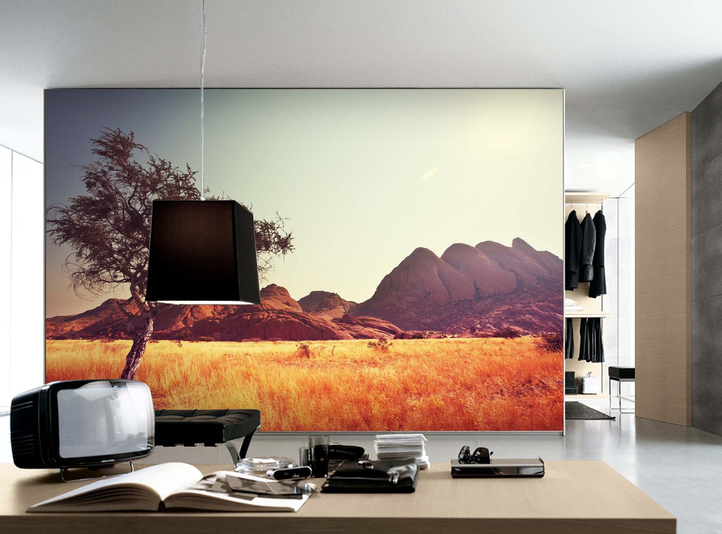 3D autumn grassland tree wall mural wallpaper 85- Jess Art Decoration