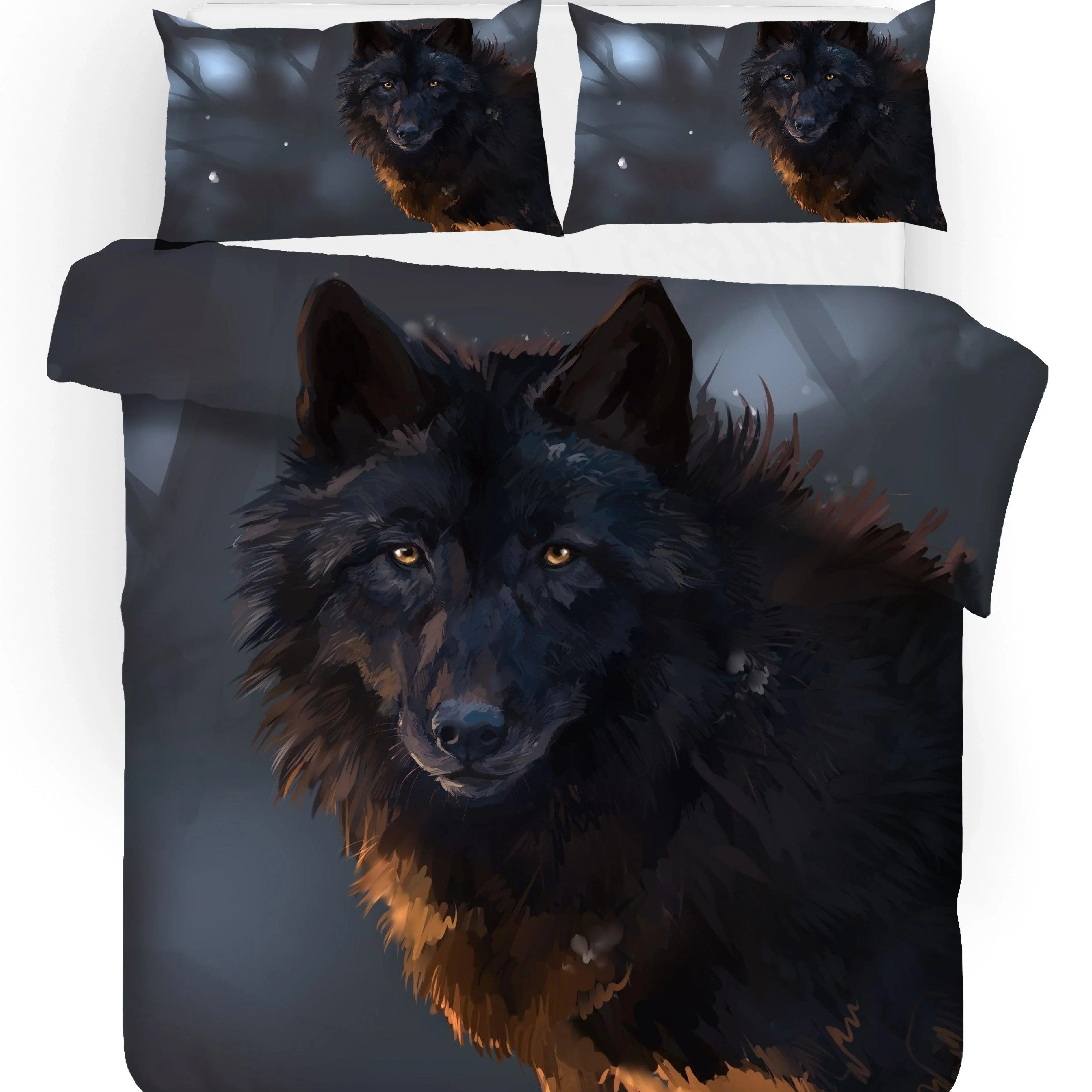 3D Dark Black Wolf Quilt Cover Set Bedding Set Pillowcases 32- Jess Art Decoration
