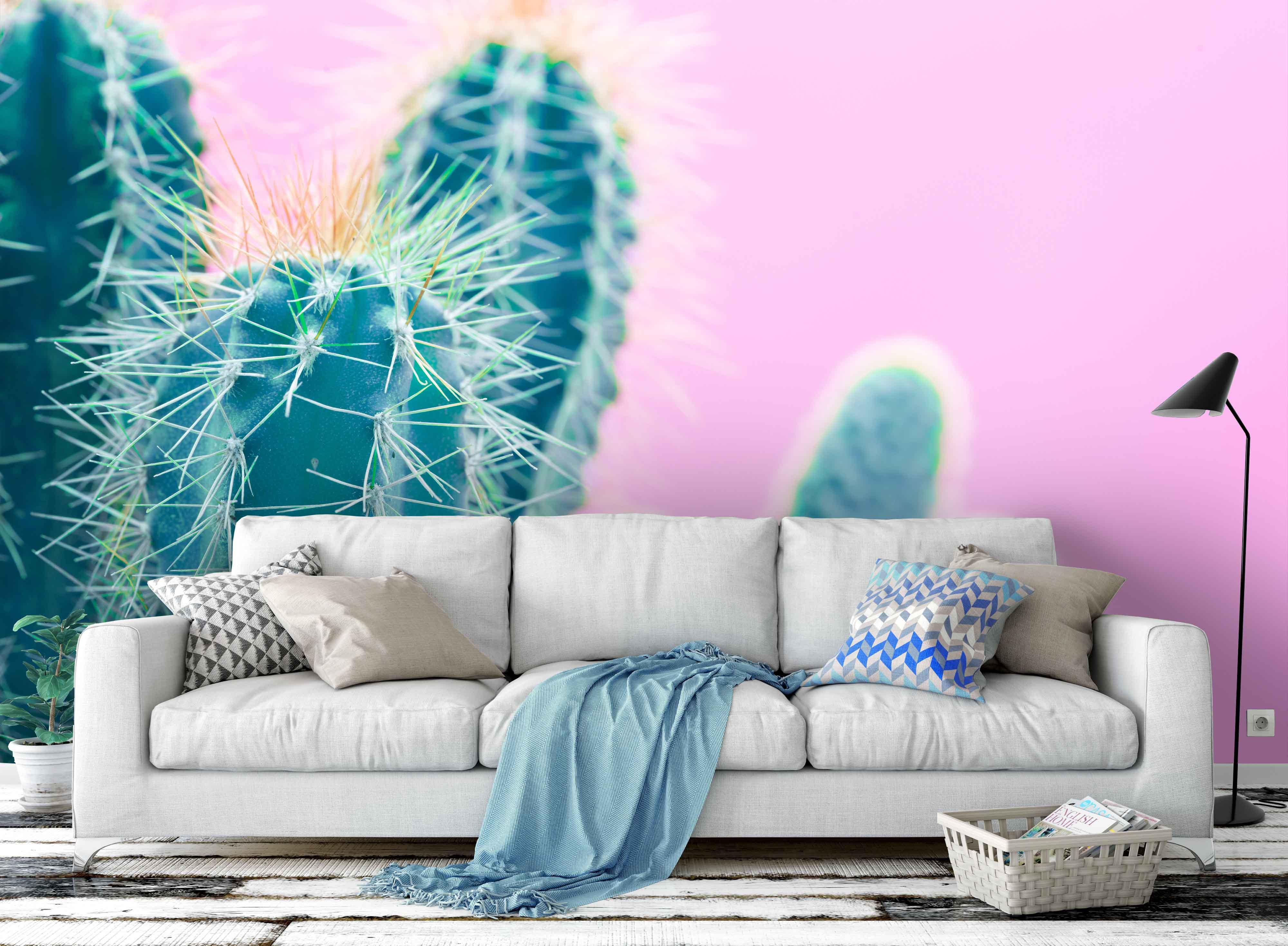 3D cactus pink background wall mural wallpaper 57- Jess Art Decoration